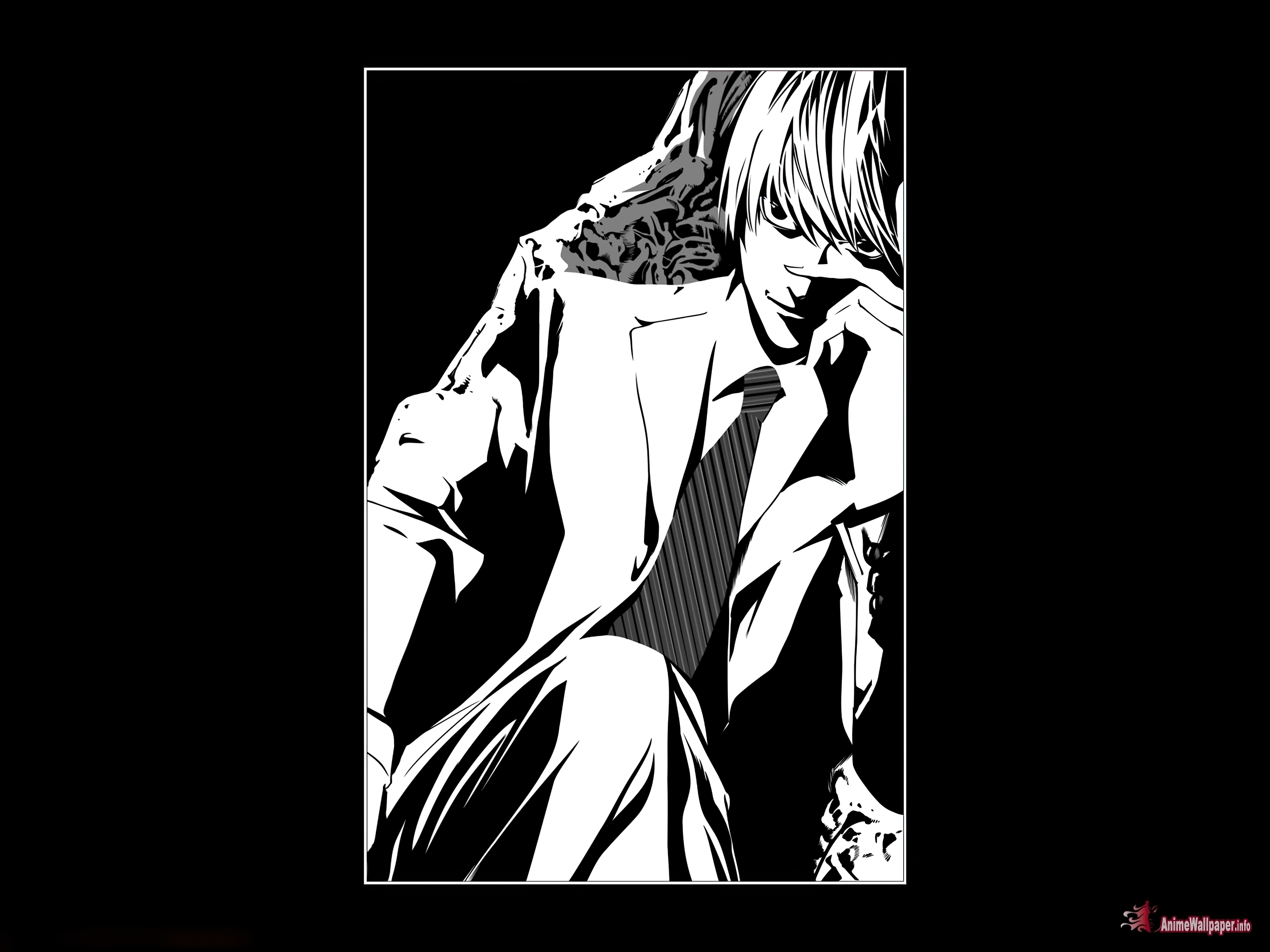 Черные обои манга. Death Note Ягами Лайт. Ягами Лайт черно белый арт. Ягами Лайт Манга чб.