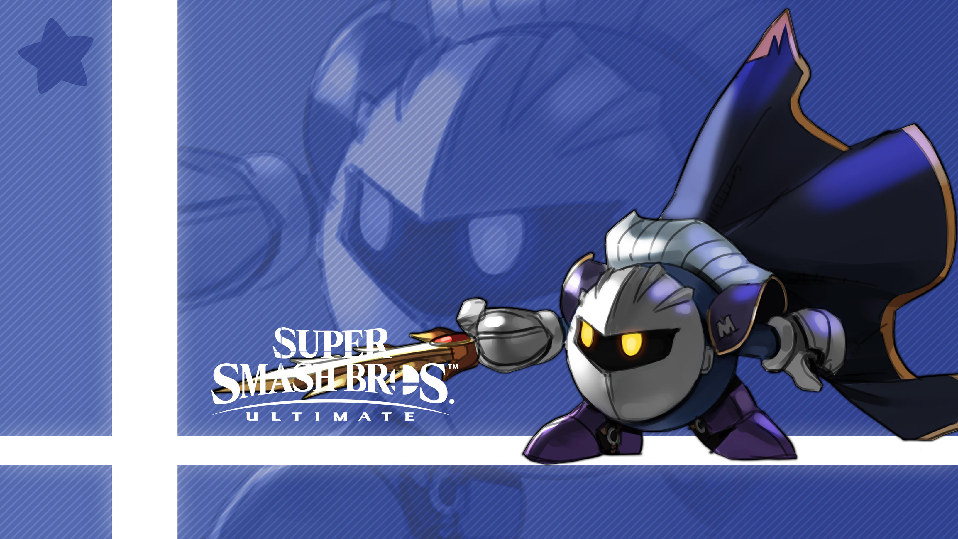 Супер найт. Meta Knight's Revenge. Kirby meta Knight Art. МЕТА Найт сзади. Обои с мега рыцарем.