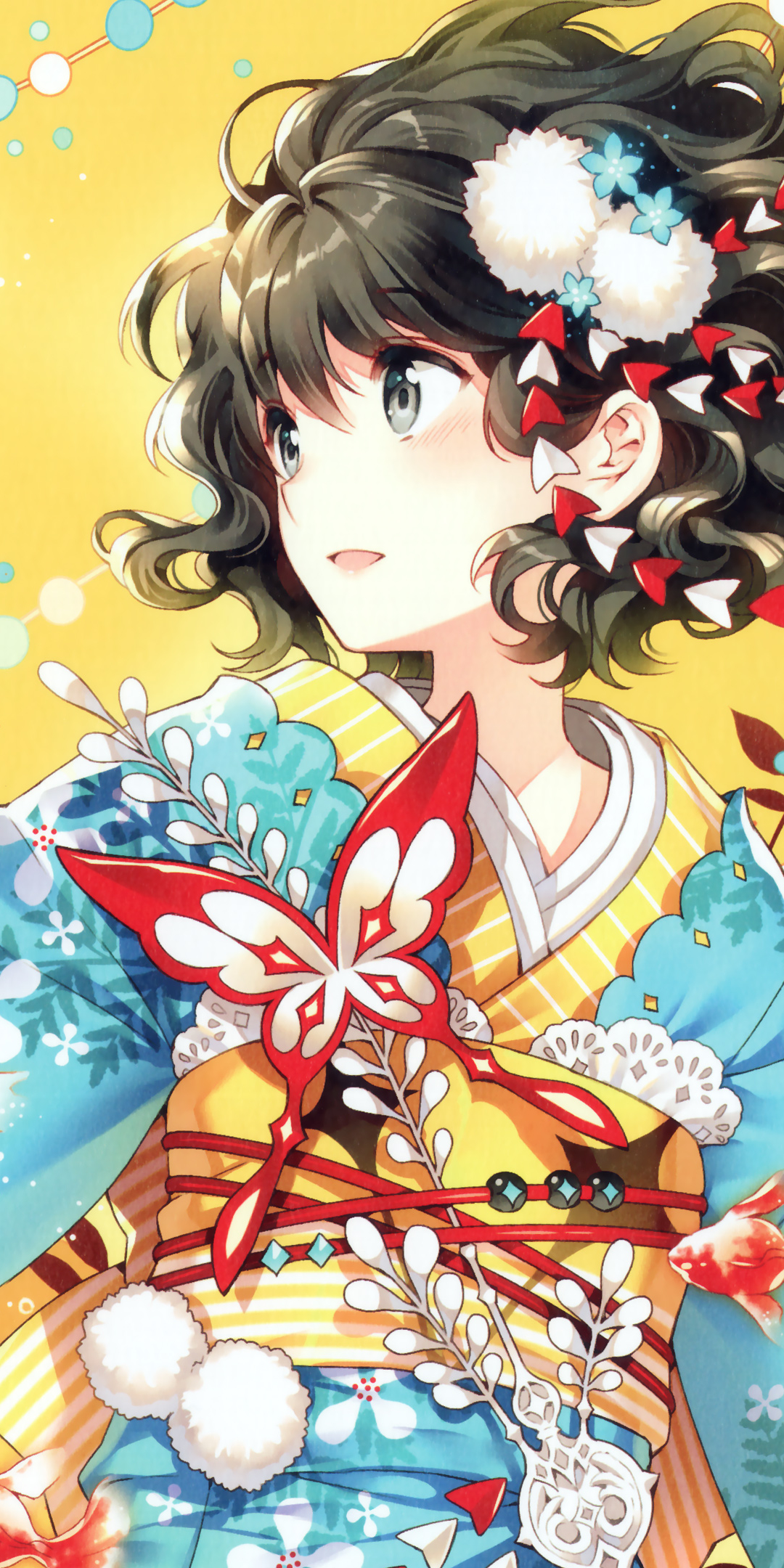 Download mobile wallpaper Anime, Kimono, Original, Black Hair, Short Hair for free.