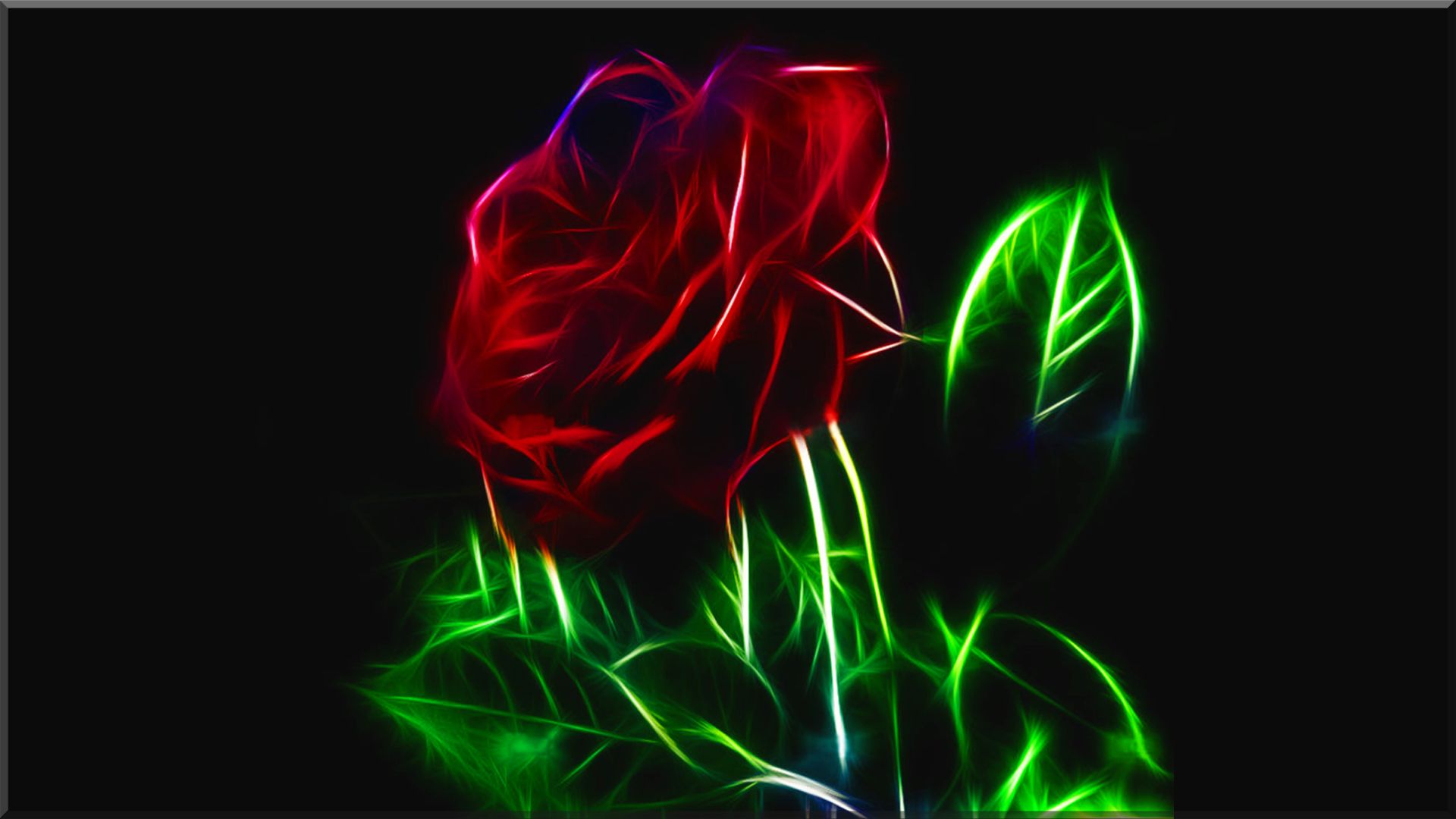 black, red flower, abstract, fractal, rose