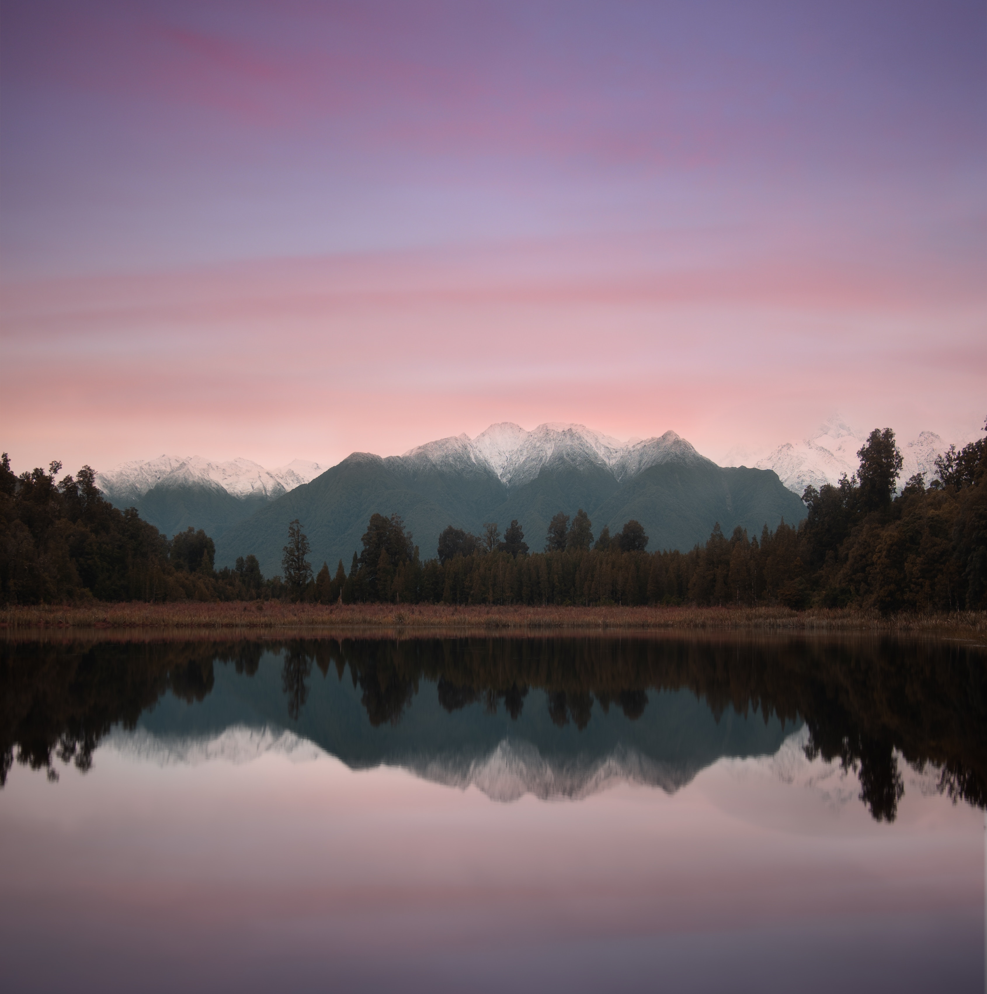 Download mobile wallpaper Bank, Shore, Trees, Reflection, Lake, Nature, Mountains, Landscape for free.