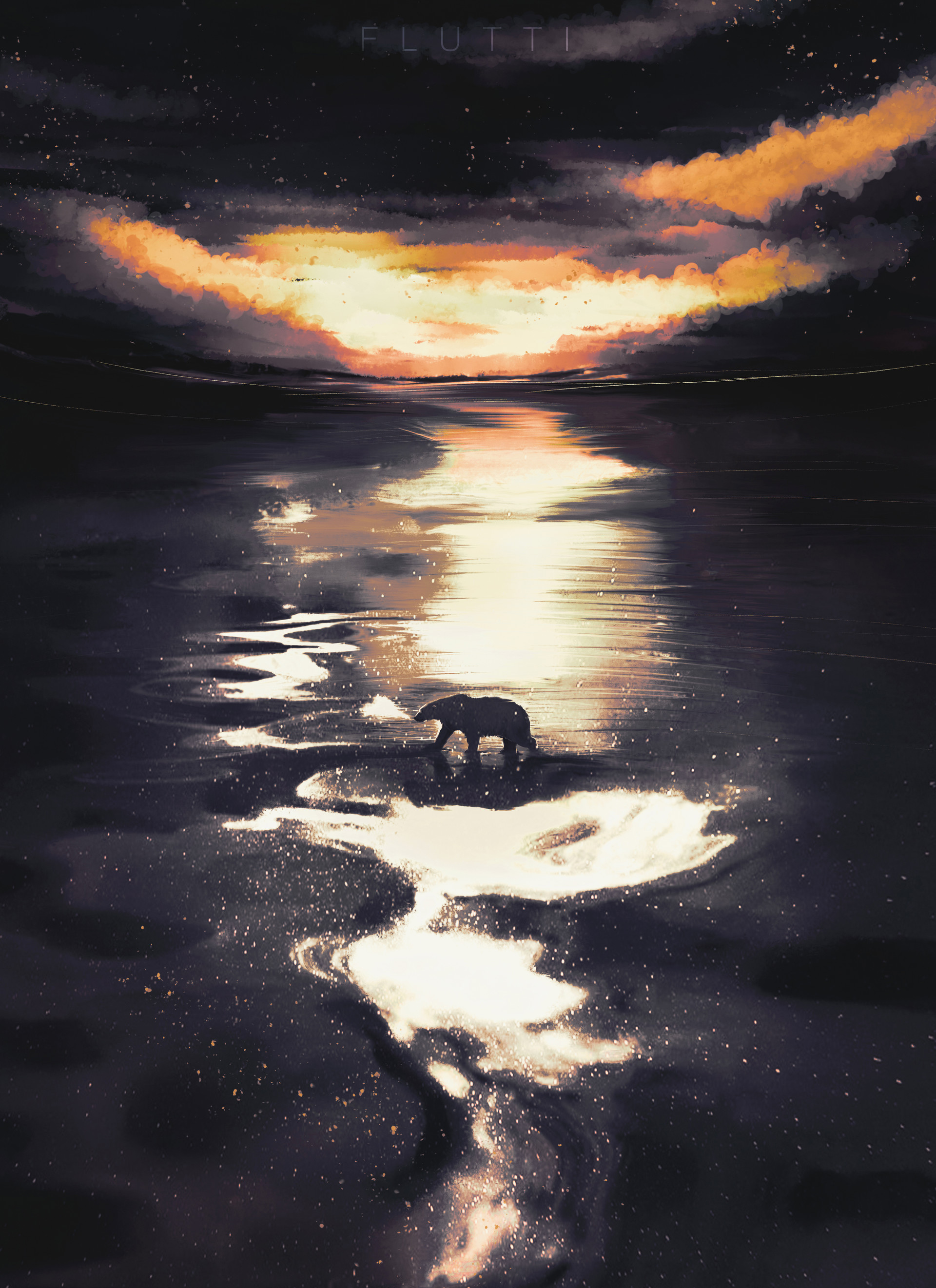 Download mobile wallpaper Polar Bear, Twilight, Dusk, Wildlife, Bear, Art for free.