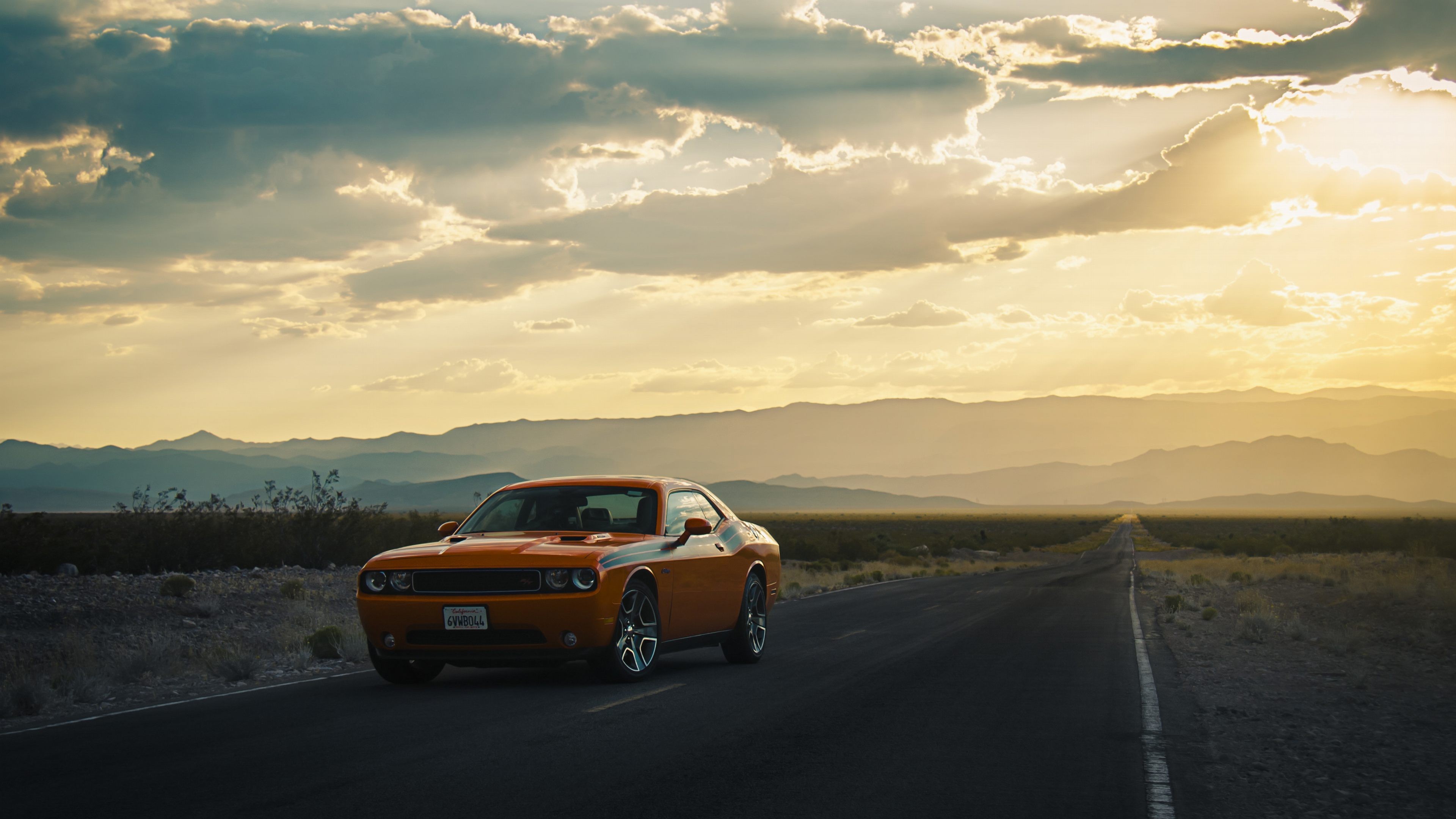 Download mobile wallpaper Dodge Challenger, Road, Dodge, Vehicles, Orange Car for free.
