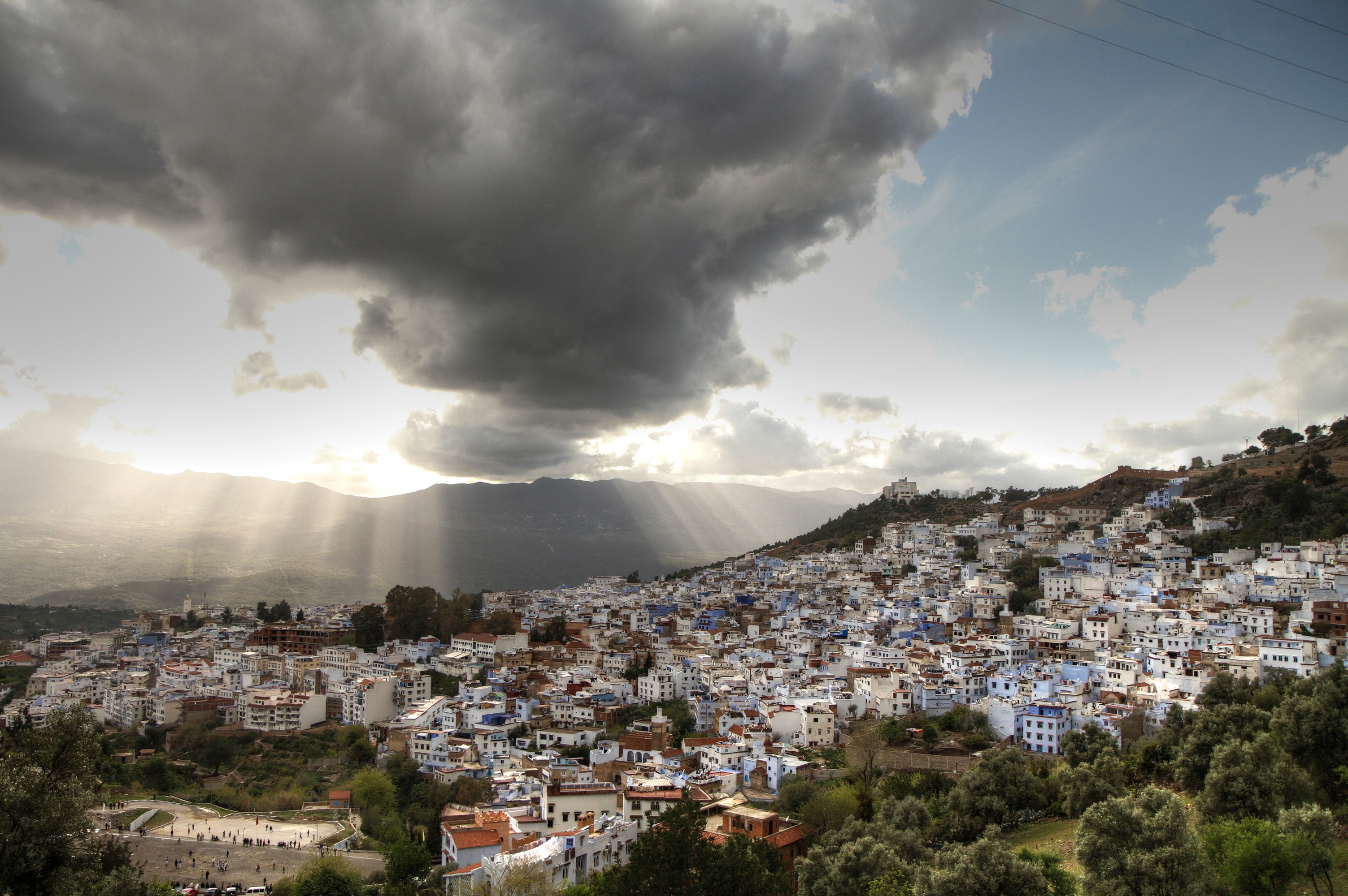 morocco, man made, town, cloud, landscape, sky, sunbeam, towns