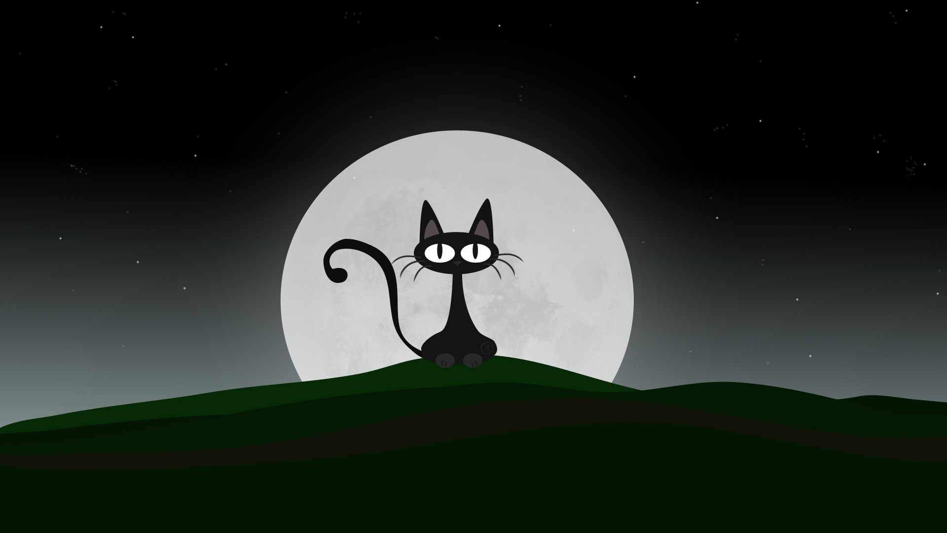 Кот на фоне Луны