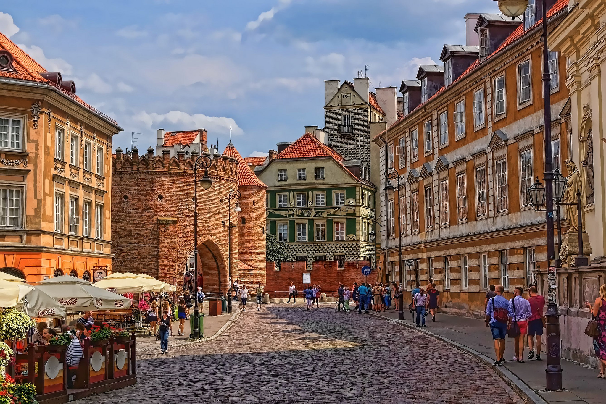 poland, street, man made, warsaw, architecture, building, city, people, cities