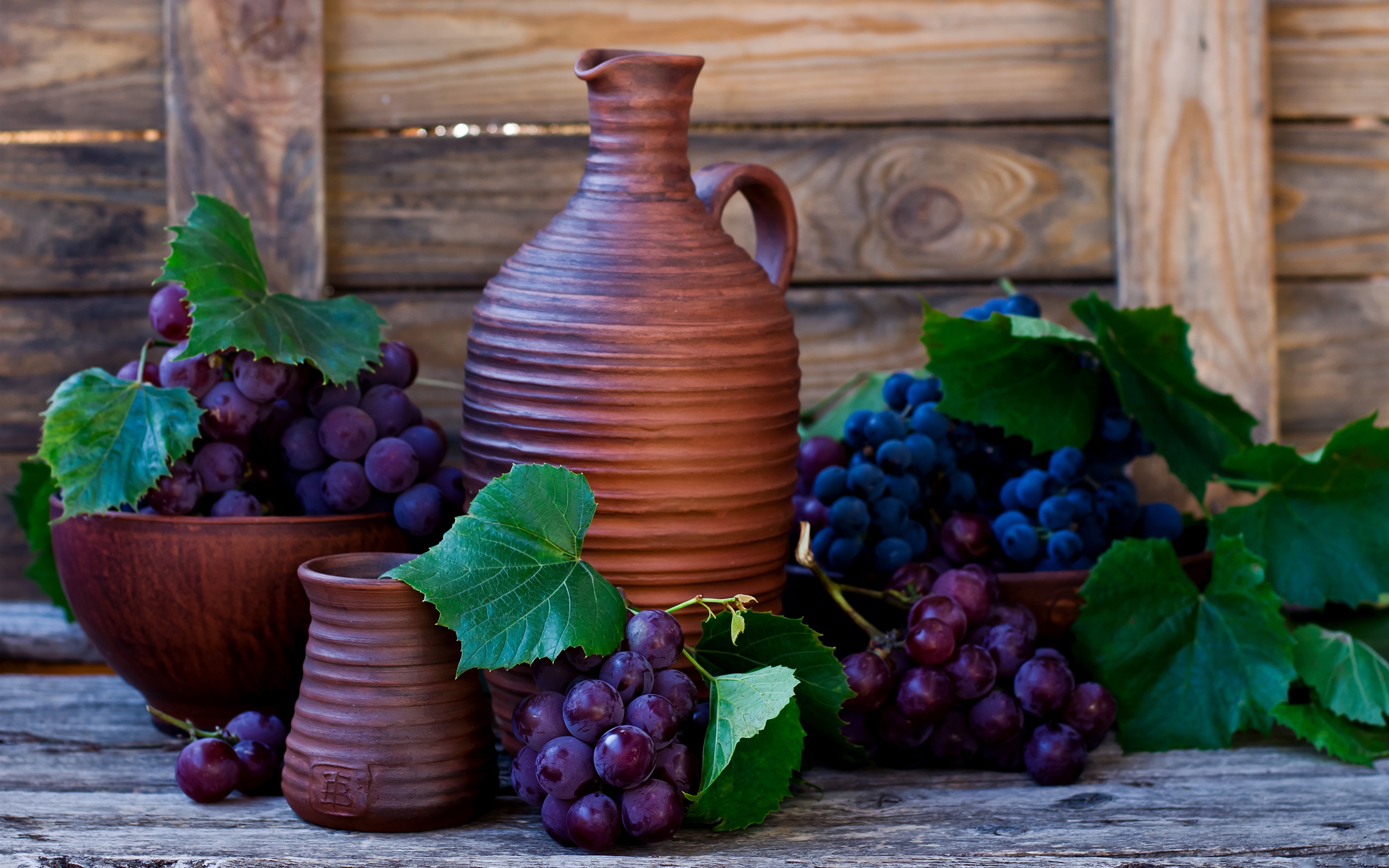 ceramic, photography, still life, bowl, fruit, grapes, purple 4K