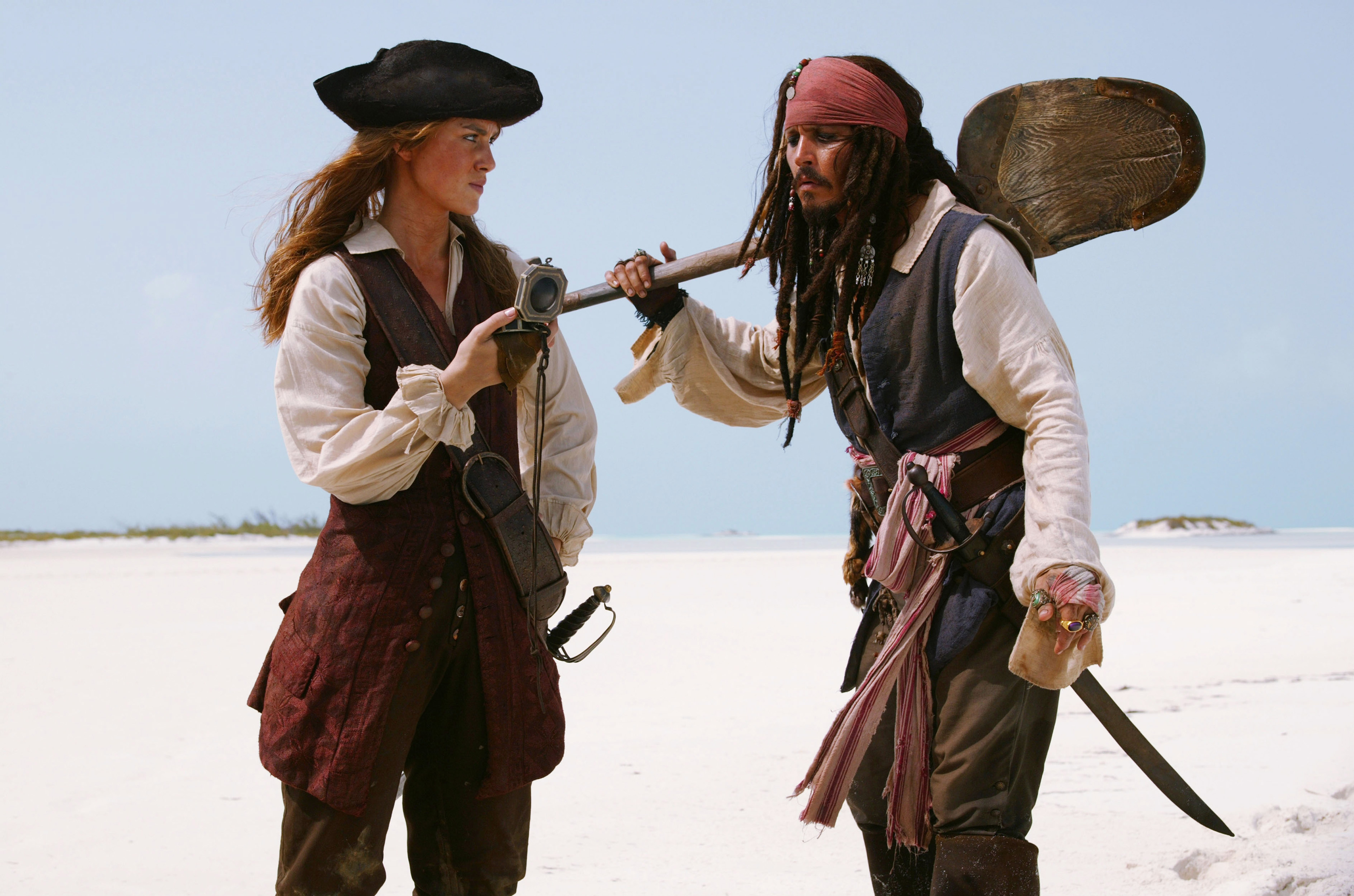 johnny depp, elizabeth swann, pirates of the caribbean, jack sparrow, keira knightley, movie, pirates of the caribbean: dead man's chest