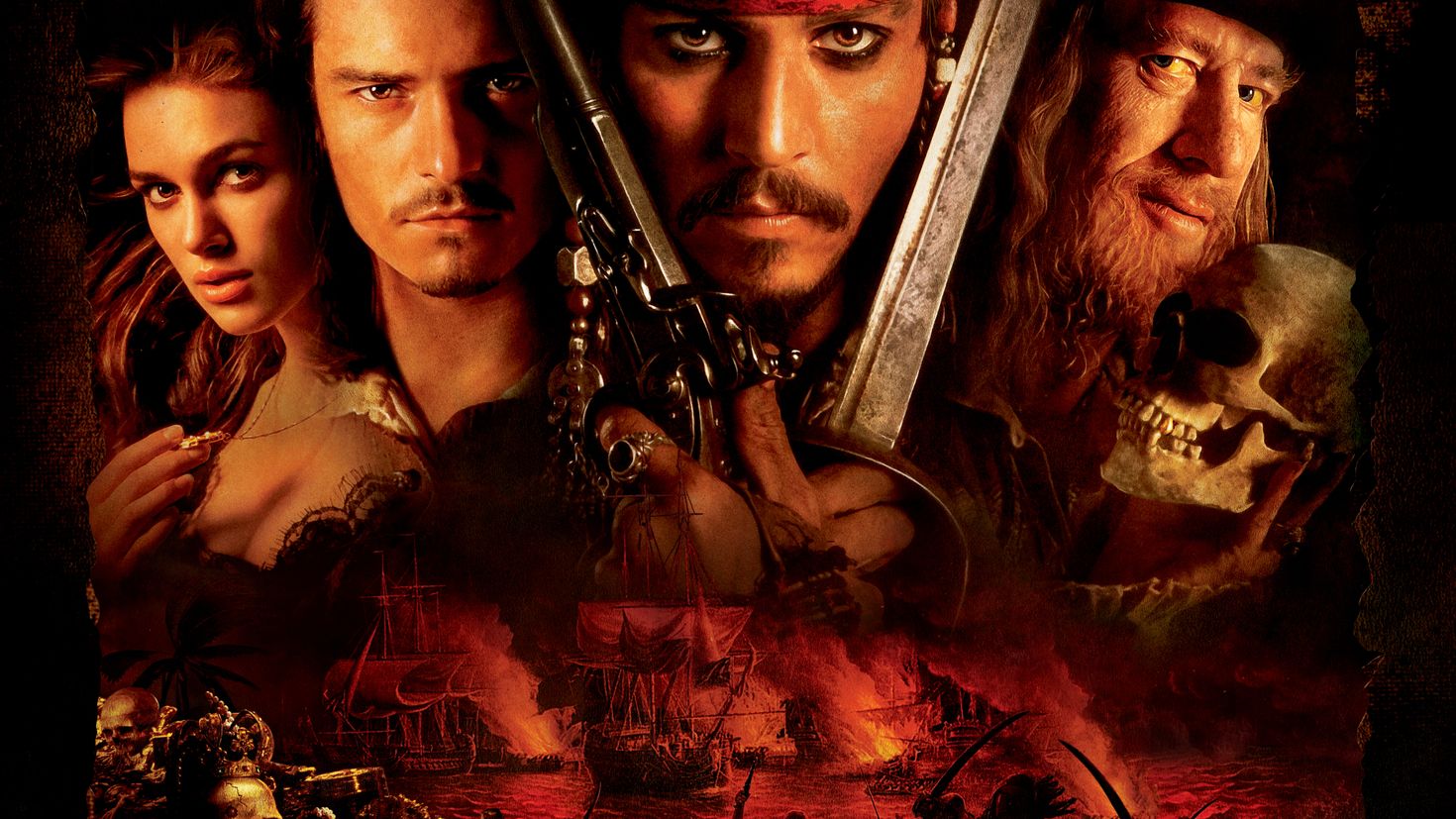 Пираты карибского моря с английскими субтитрами. Pirates of the Caribbean: the Curse of the Black Pearl. Обложка сериала чёрная Жемчужина. Secrets of the Ancient Curse of the Black Water.