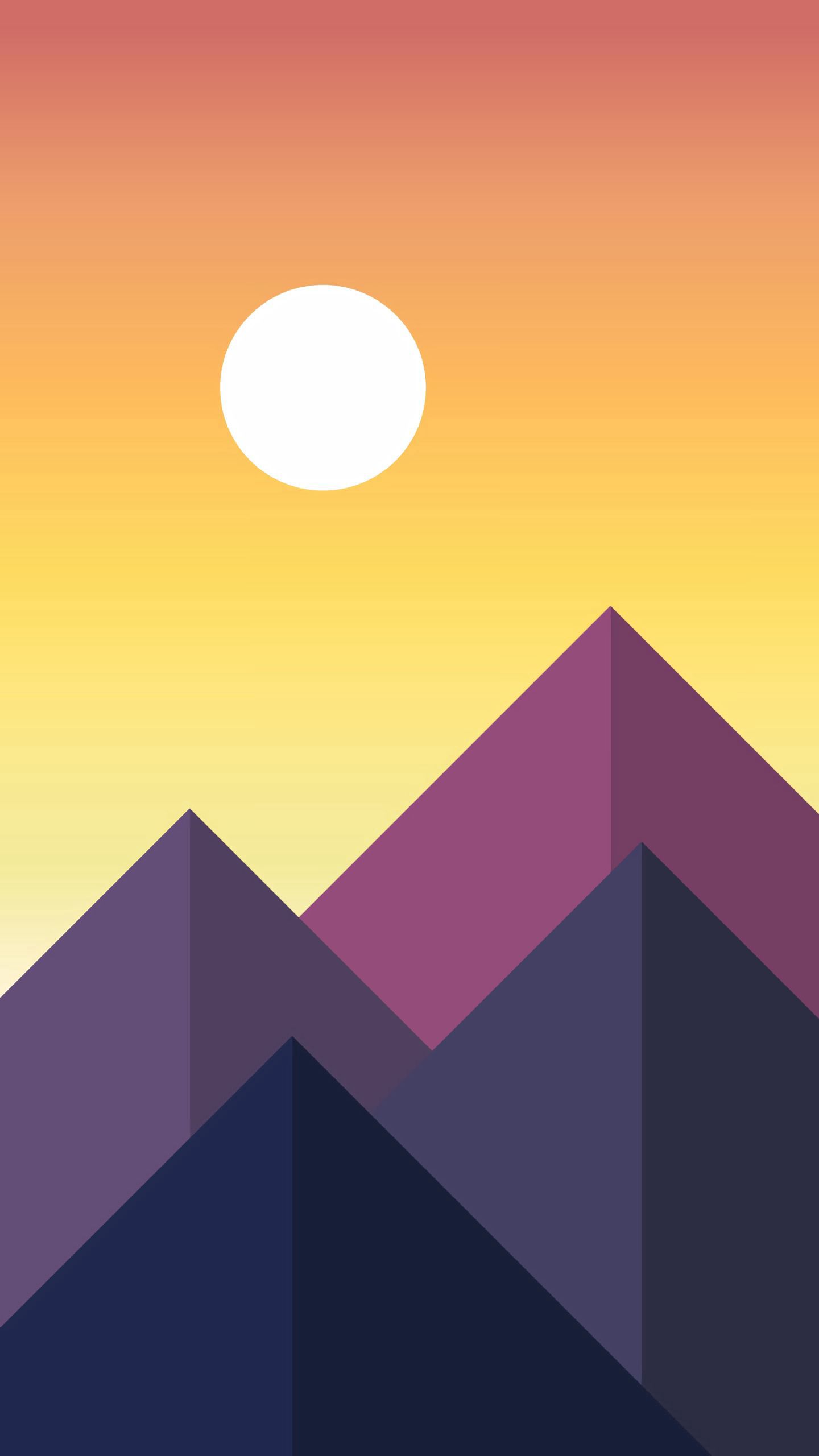 Download mobile wallpaper Mountains, Sun, Art, Vector for free.