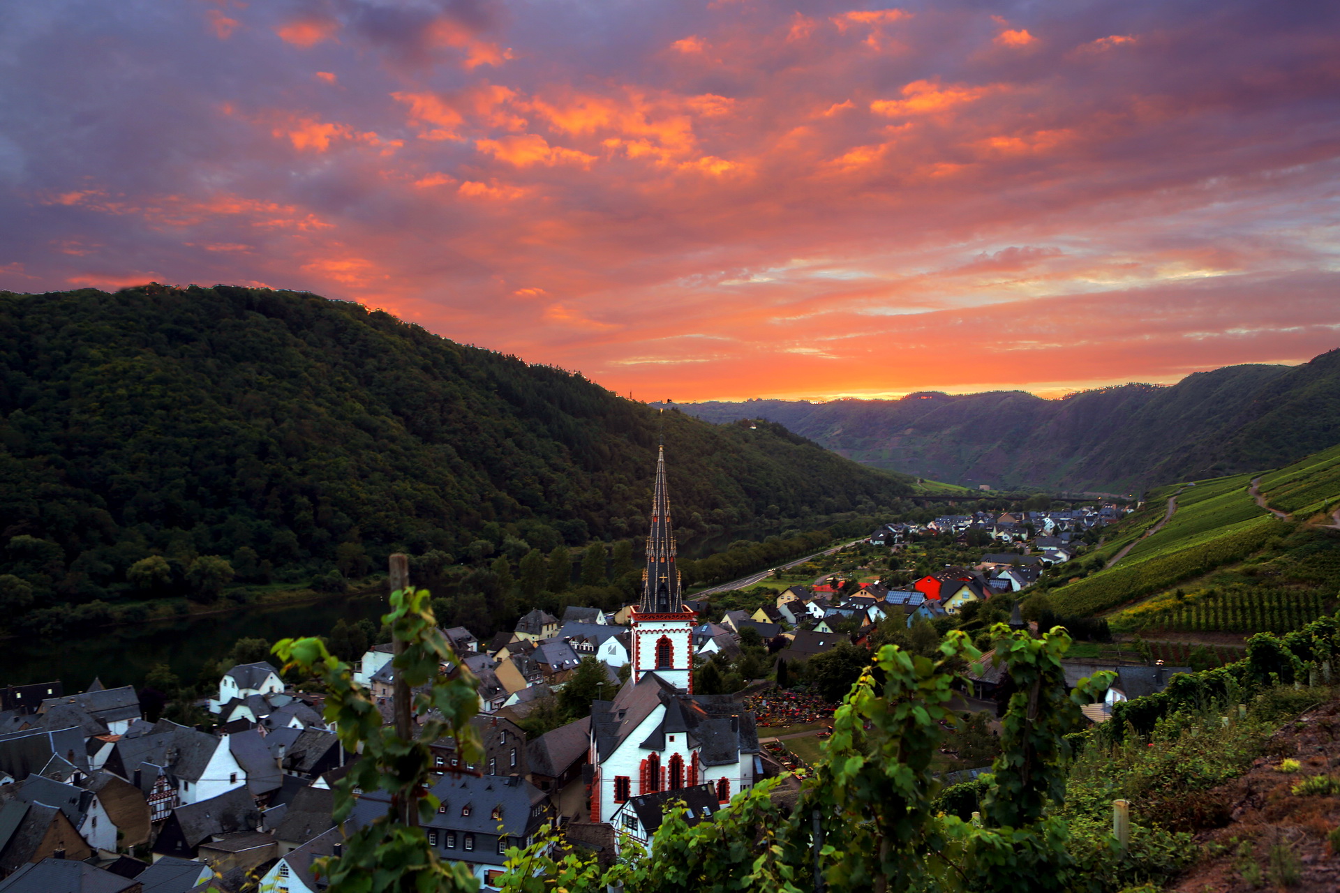 man made, town, chapel, church, landscape, mountain, sunset, towns for android