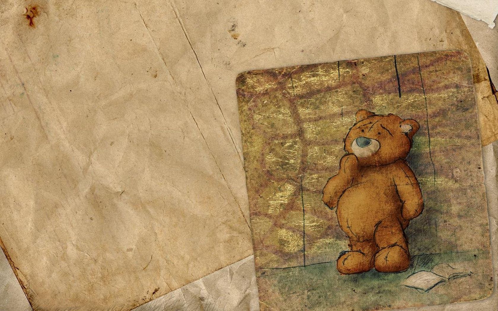 67927 скачать картинку старый, бумага, разное, медведь, рисунок - обои и заставки бесплатно