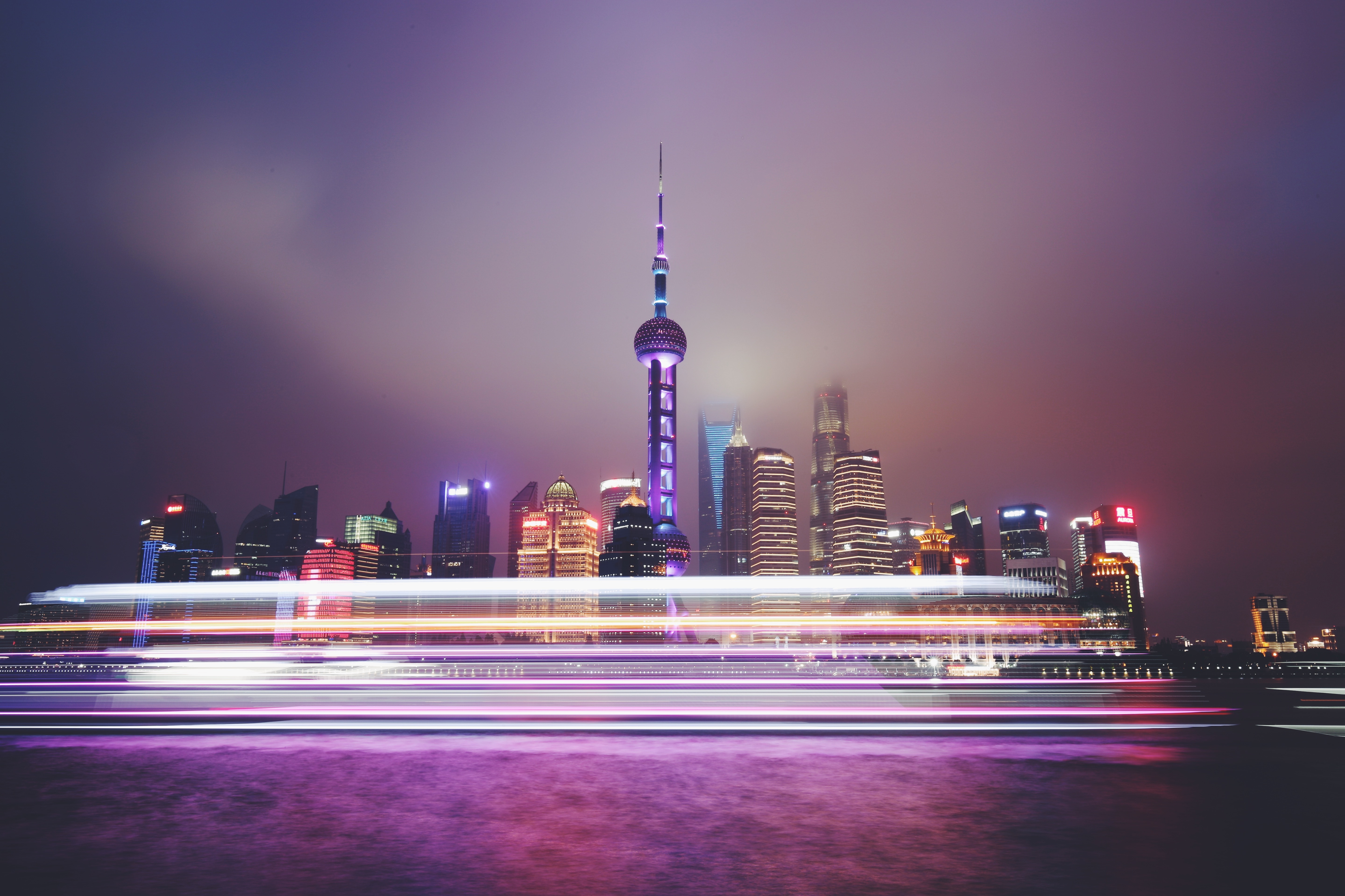 vertical wallpaper urban landscape, cities, night, architecture, lights, long exposure, megapolis, megalopolis, cityscape, shanghai