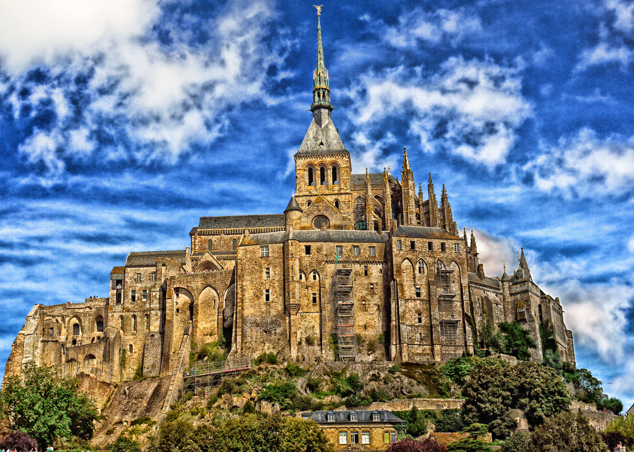 religious, mont saint michel, architecture, building, castle, france, medieval