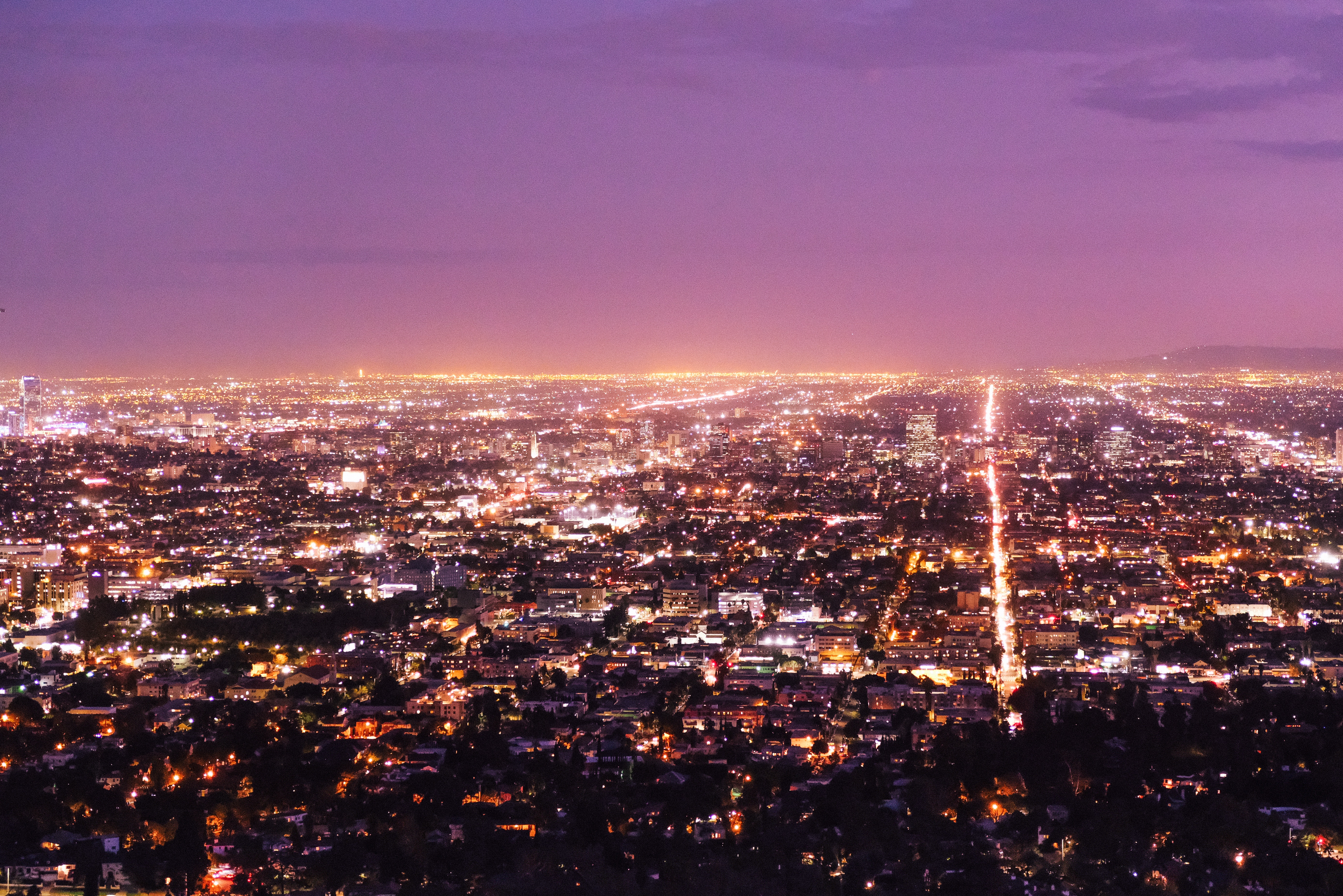 無料モバイル壁紙都市, 米国, パノラマ, ナイトシティ, 夜の街, ロサンゼルスをダウンロードします。