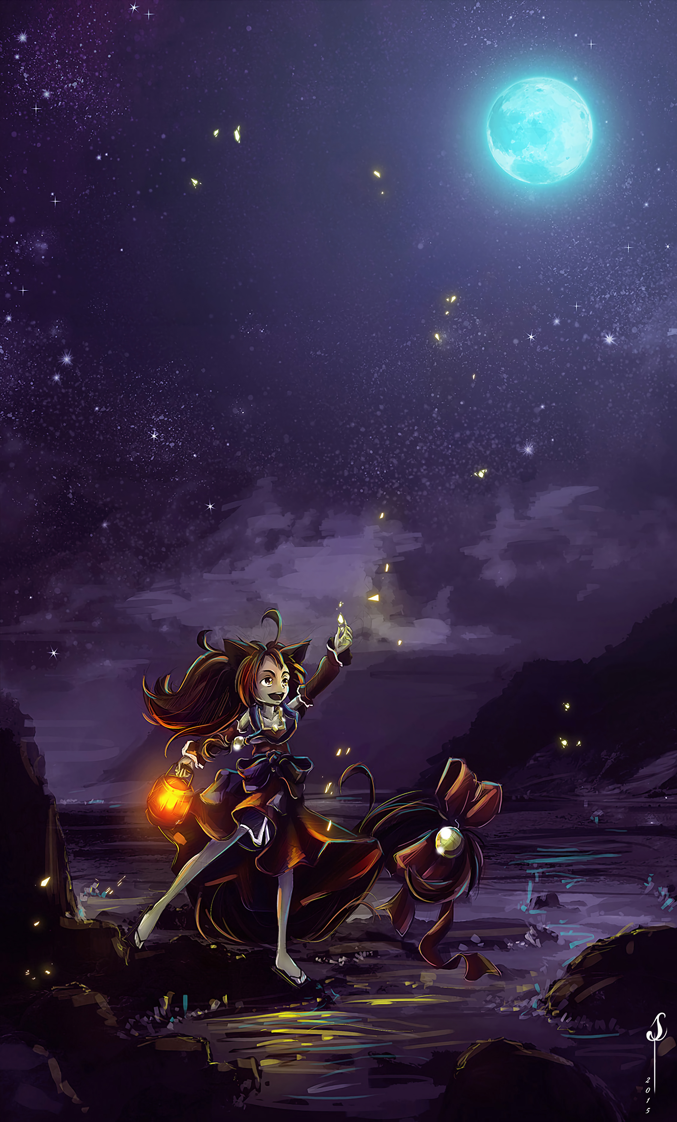 Download mobile wallpaper Witch, Night, Art, Magic for free.