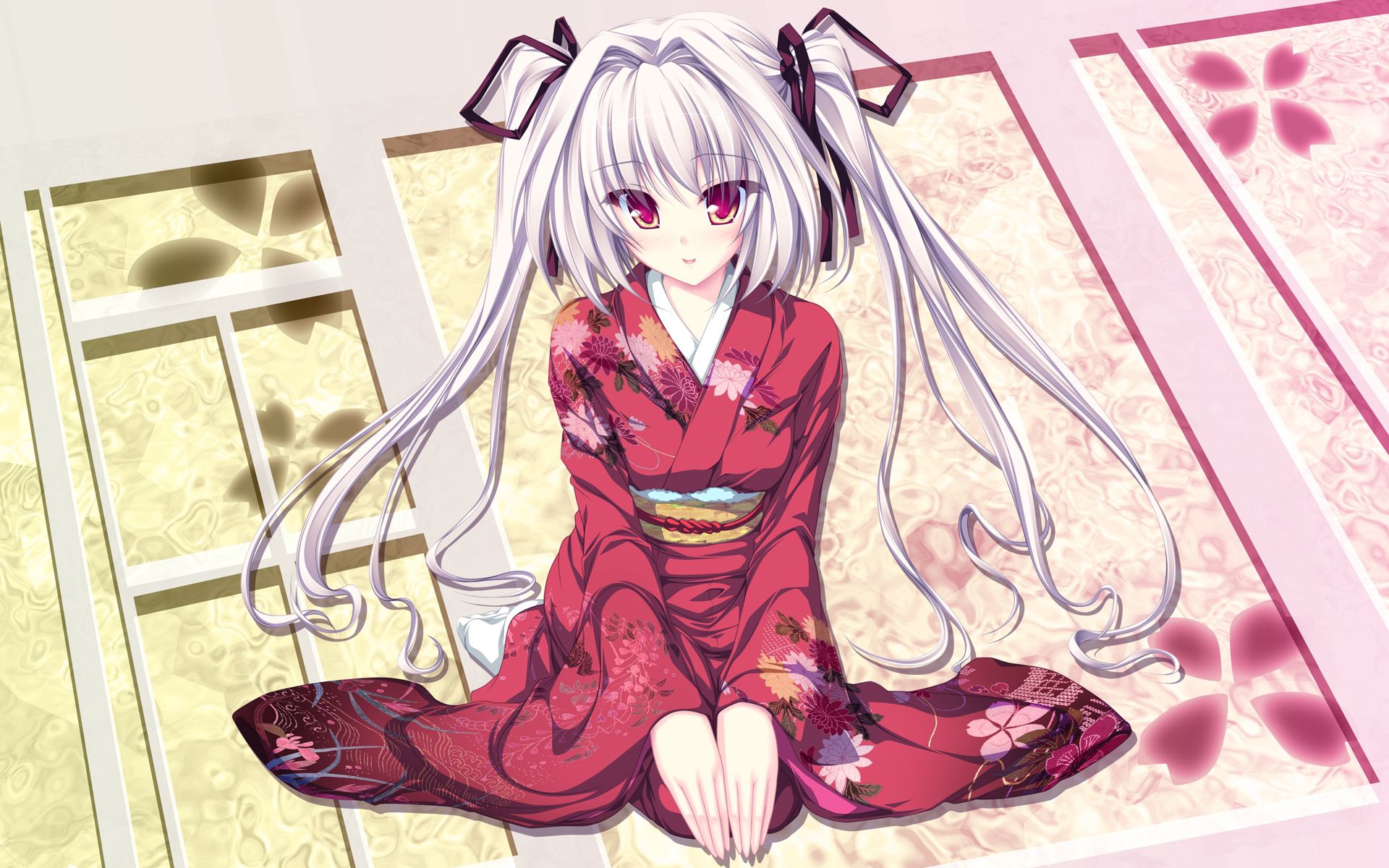 131339 Hintergrundbild herunterladen anime, mädchen, ziemlich, kimono, pose, stellen - Bildschirmschoner und Bilder kostenlos