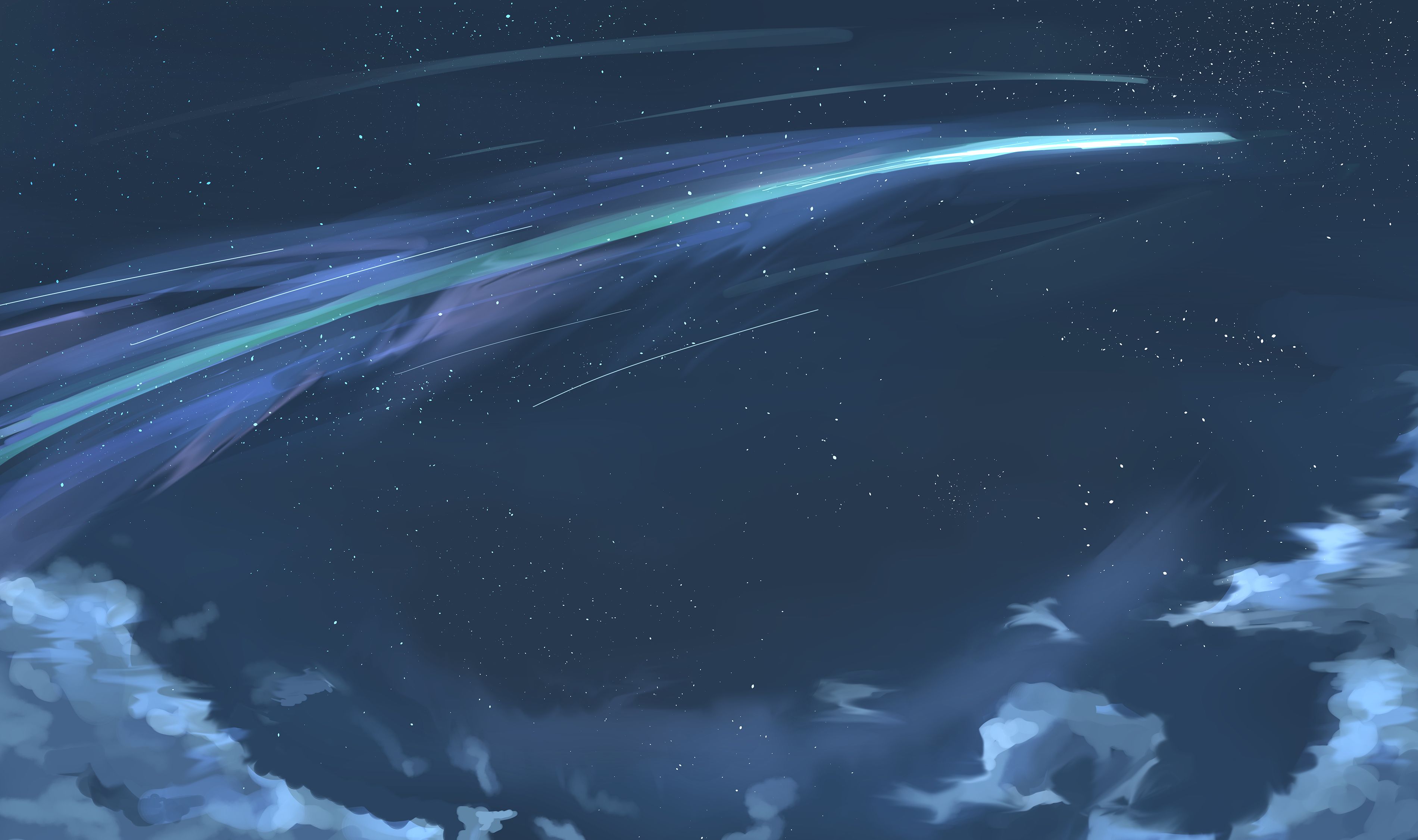 HD wallpaper: Anime, Original, Cloud, Comet, Mountain, Night, Sky, Stars |  Wallpaper Flare