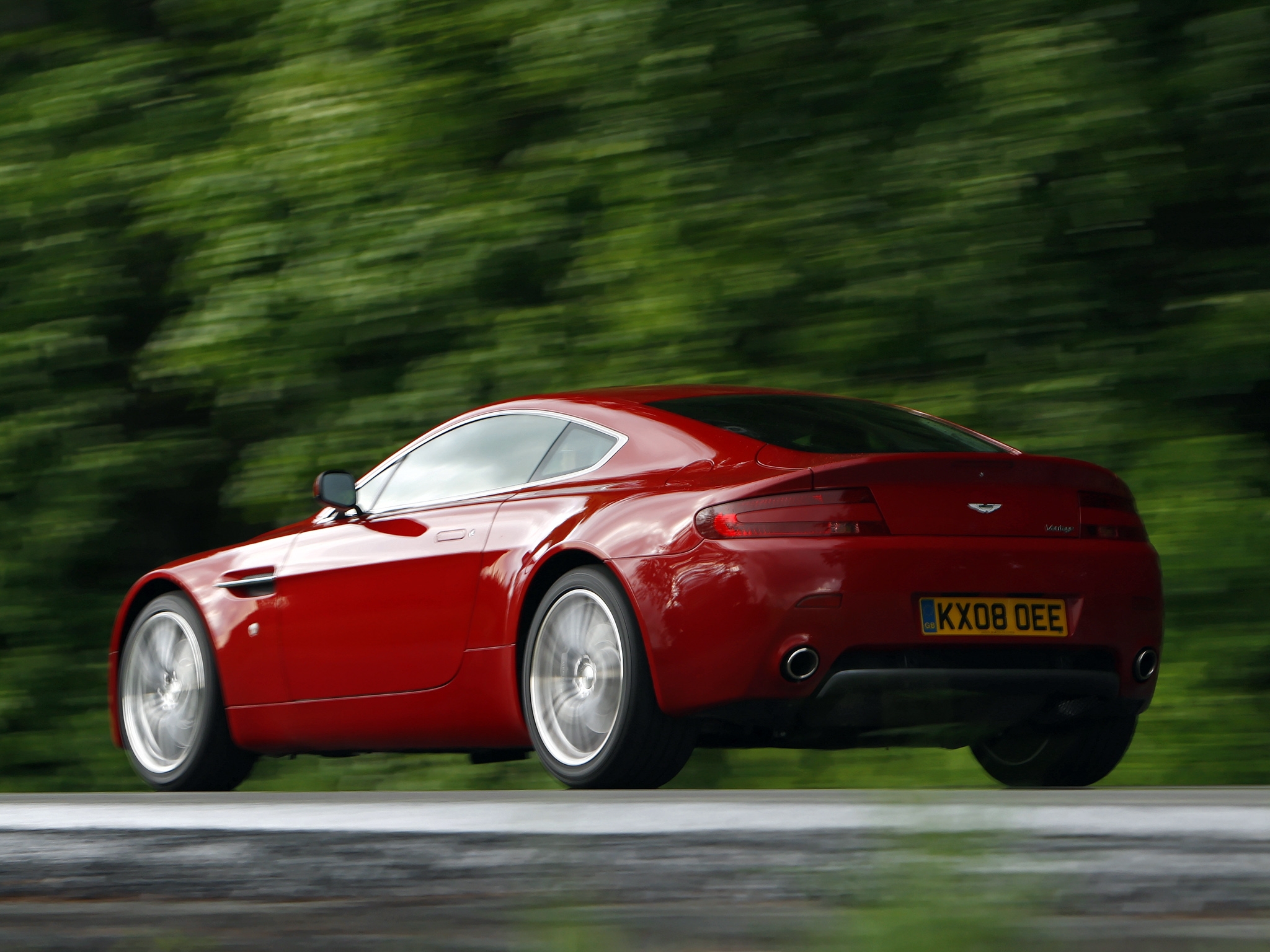 Download mobile wallpaper 2008, V8, Vantage, Aston Martin, Side View, Trees, Cars for free.