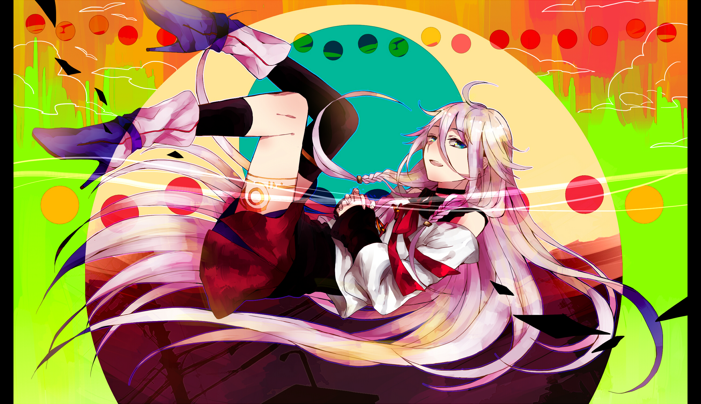 HD wallpaper: IA (Vocaloid), guitar, long hair, anime, smiling, anime girls  | Wallpaper Flare