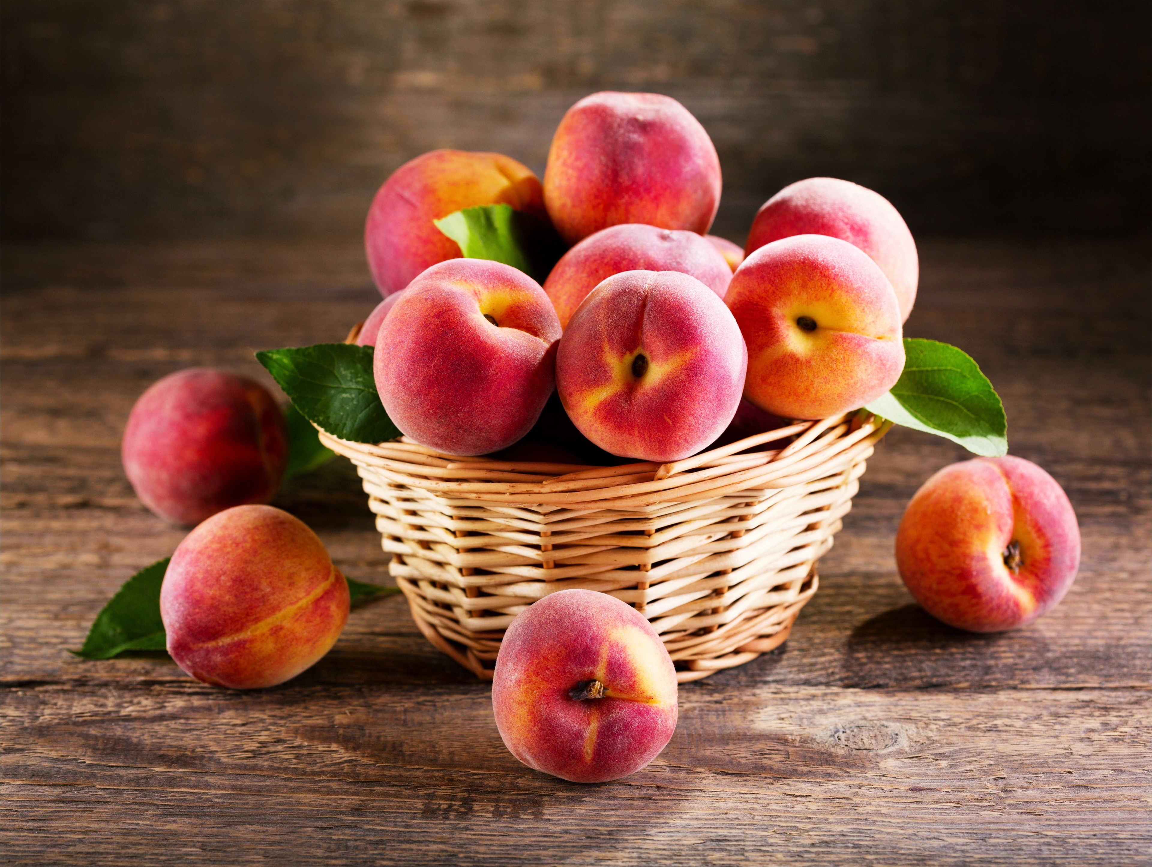 1920x1080 Background basket, food, peach, fruit