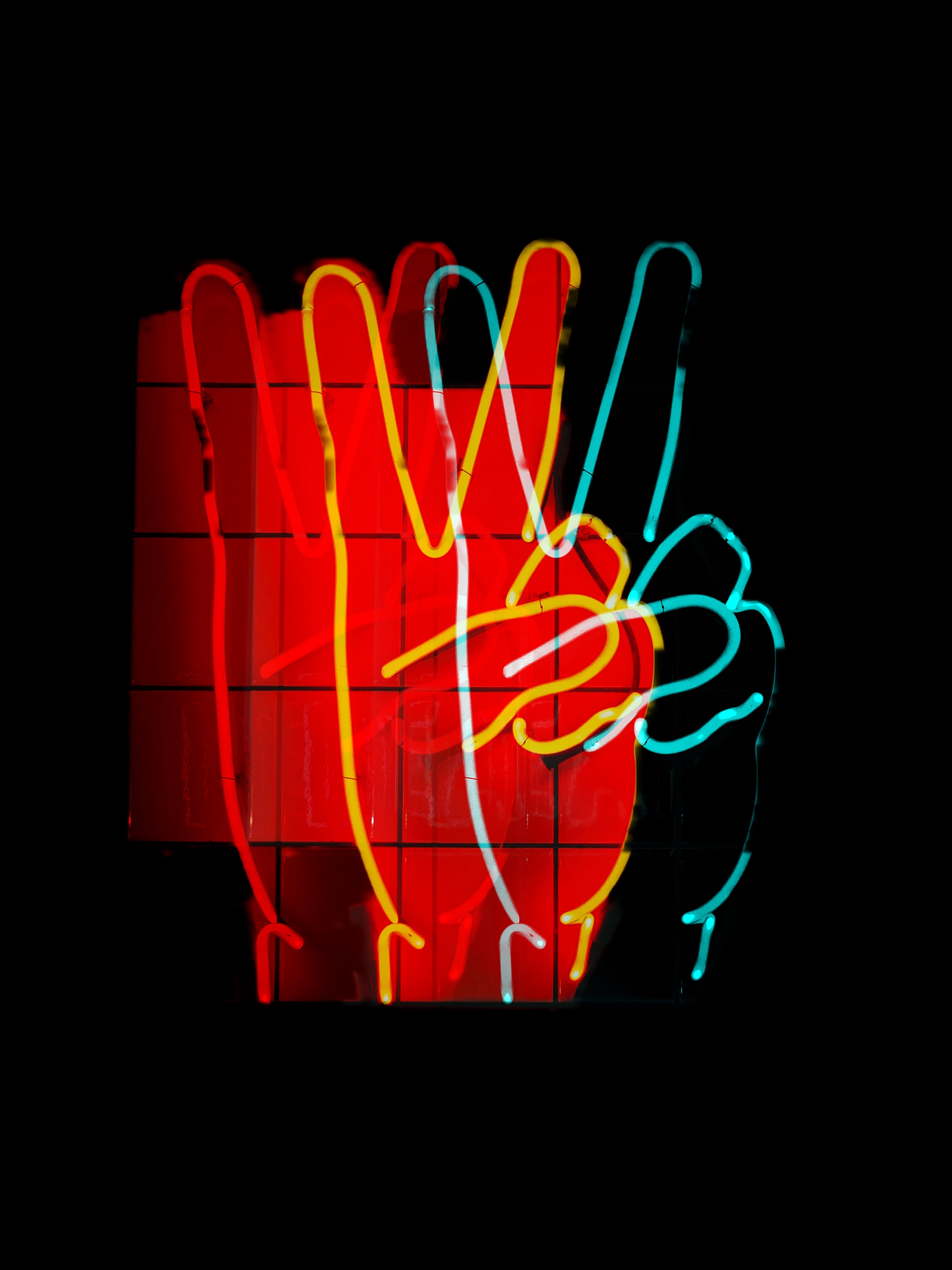 dark, neon, hands, gesture 4K Ultra