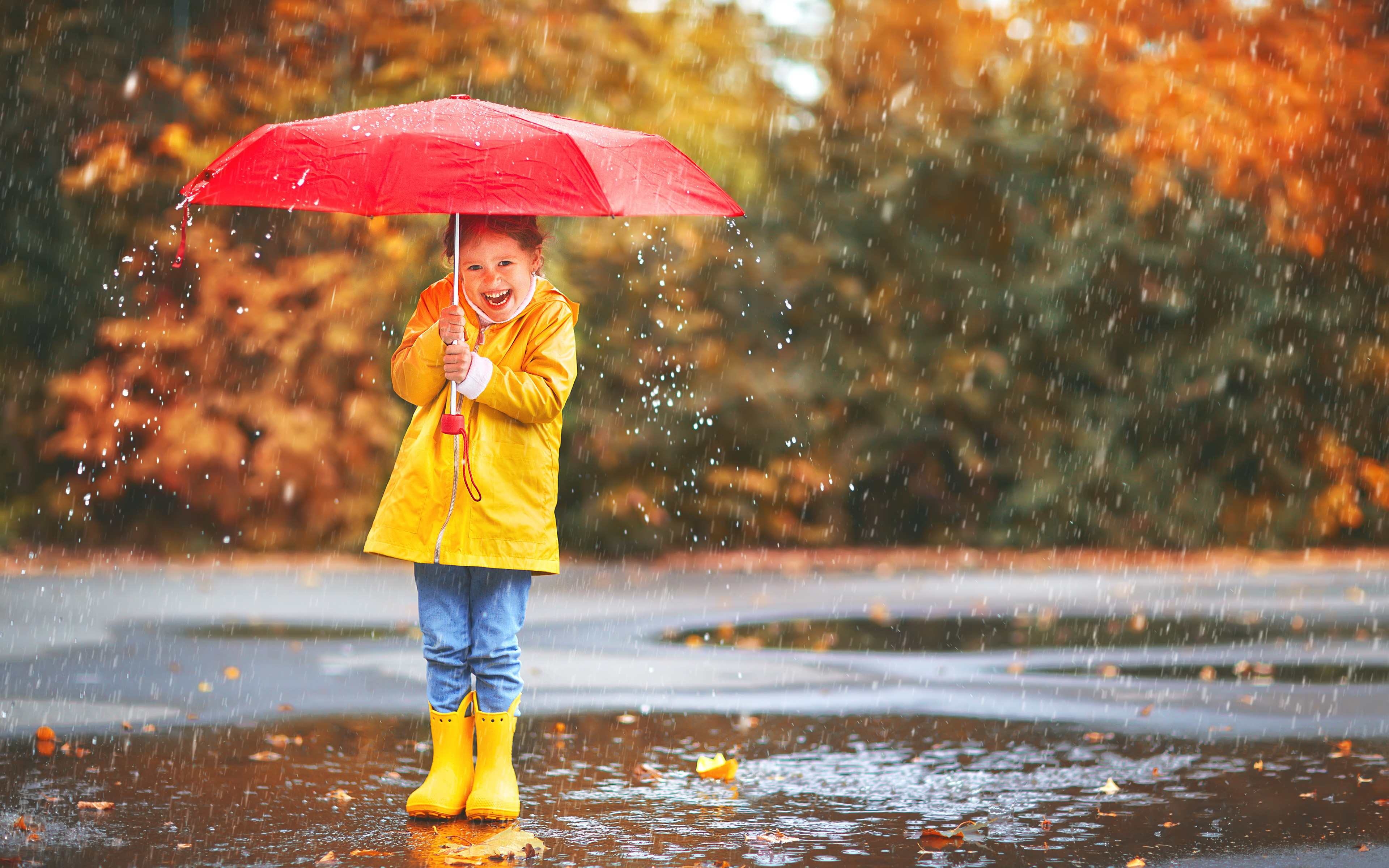 Осень дети дождь
