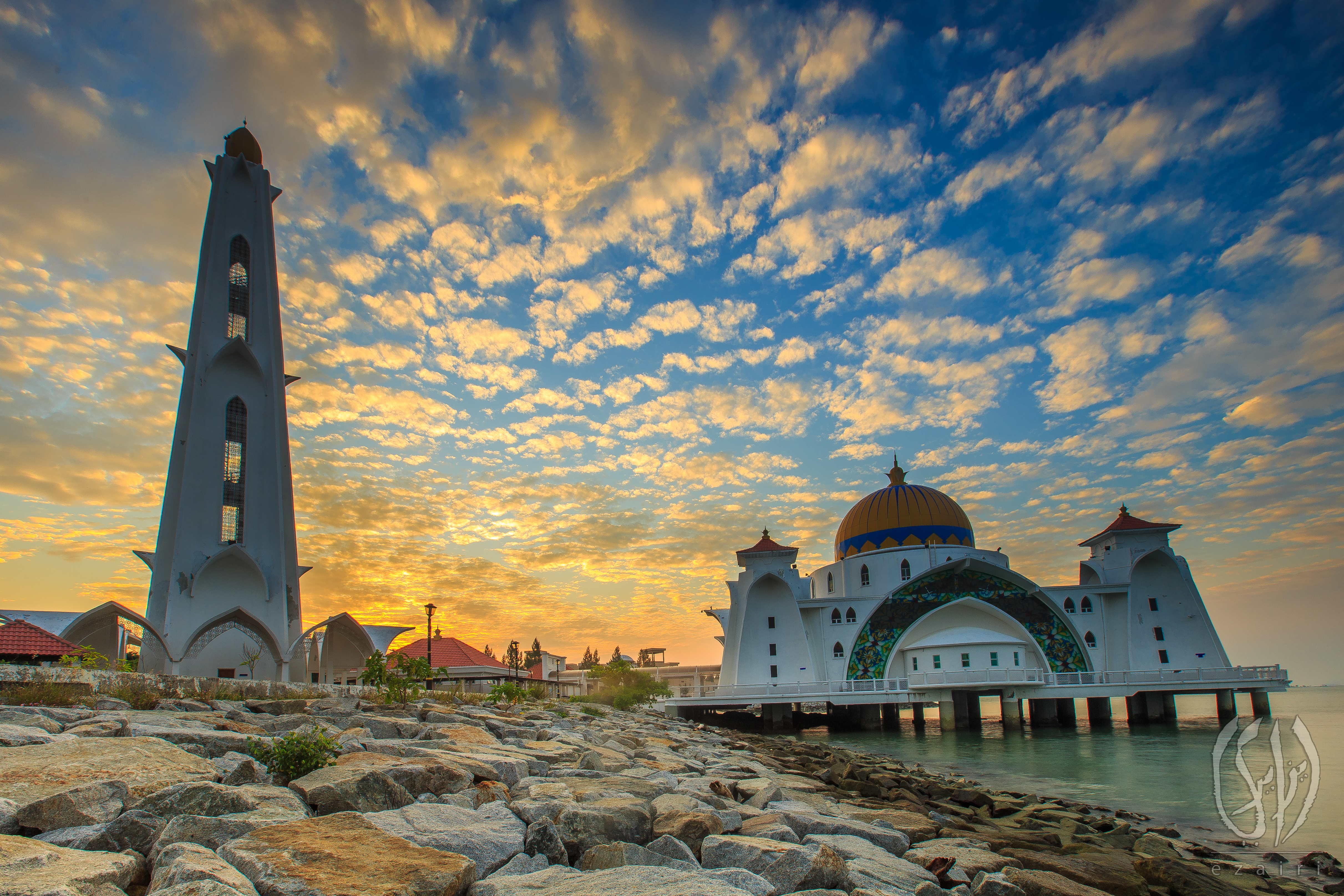 religious, malacca straits mosque, malacca, malaysia, mosque, mosques phone wallpaper