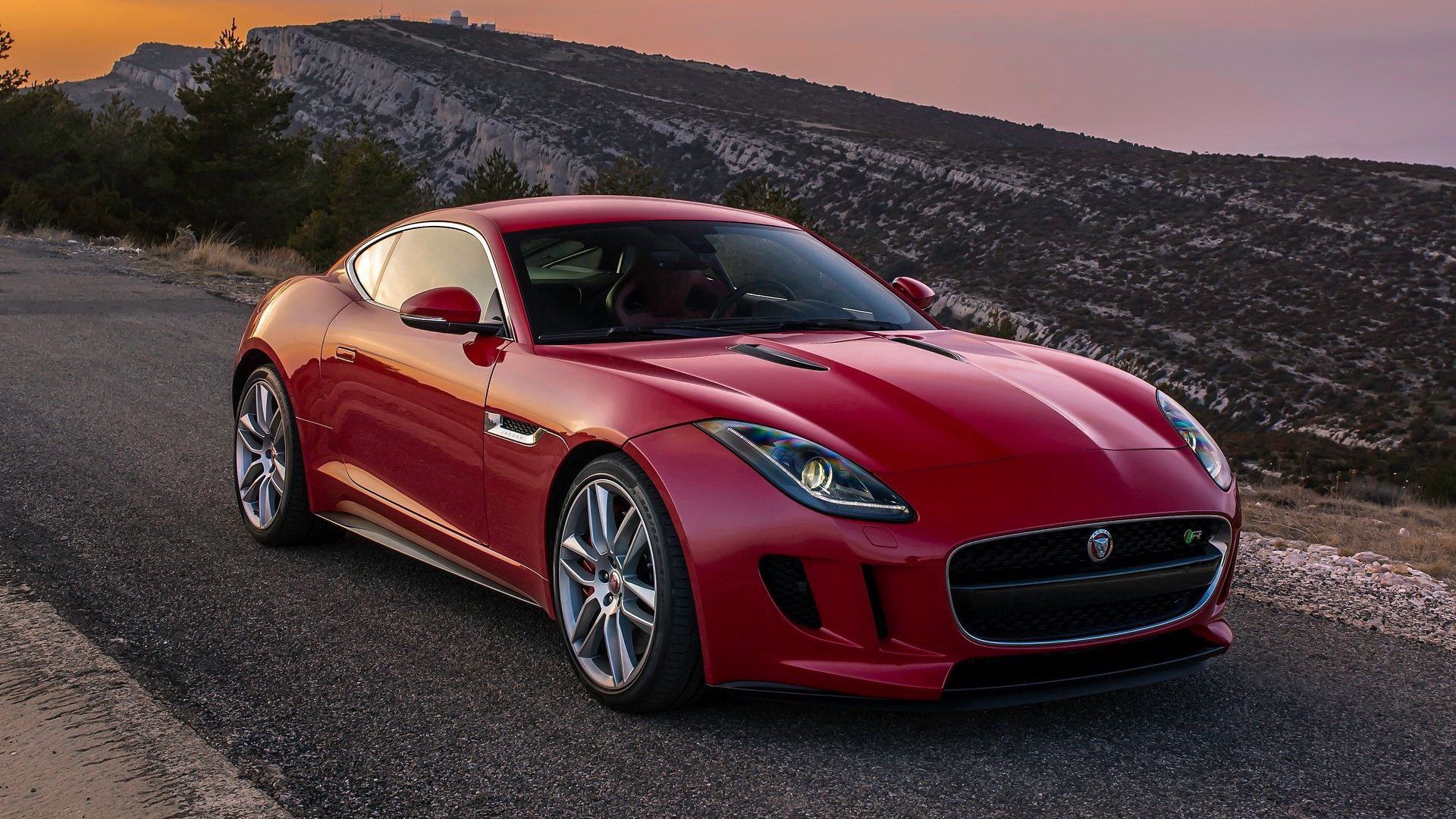 jaguar, cars, red, side view, coupe, f type Full HD
