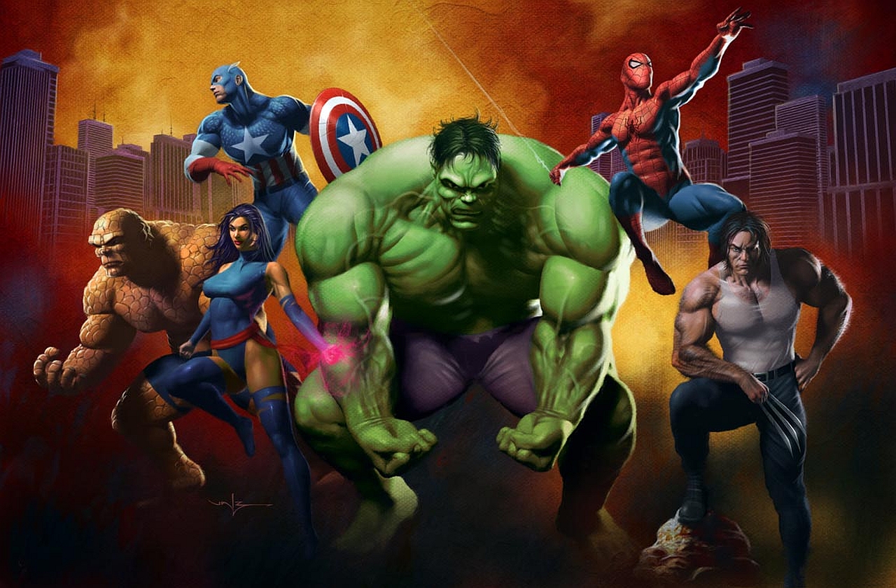comics, marvel comics, captain america, hulk, logan james howlett, psylocke (marvel comics), spider man, thing (marvel comics), wolverine images