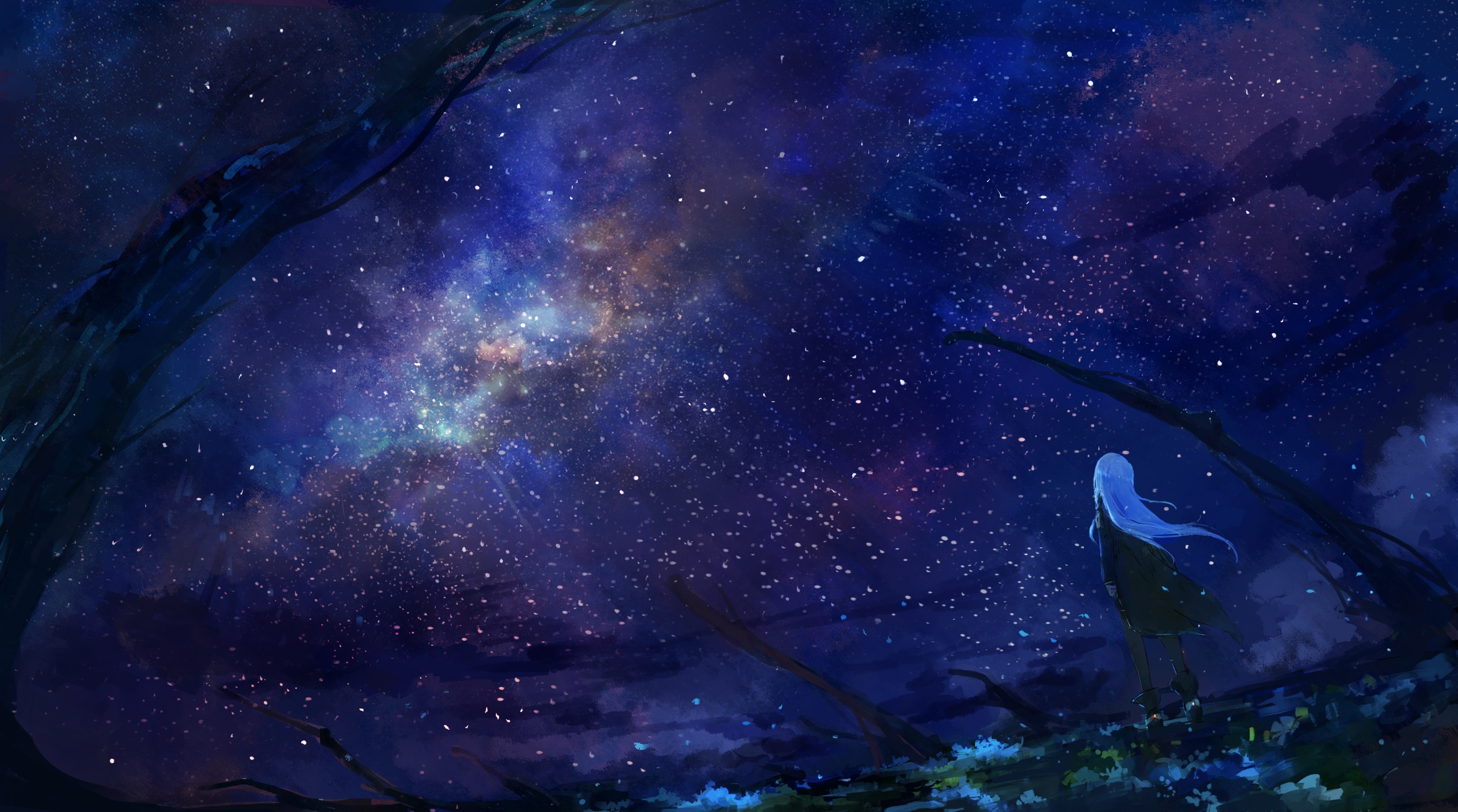 Download Mesmerizing Night Sky in Anime Aesthetics Wallpaper  Wallpapers com