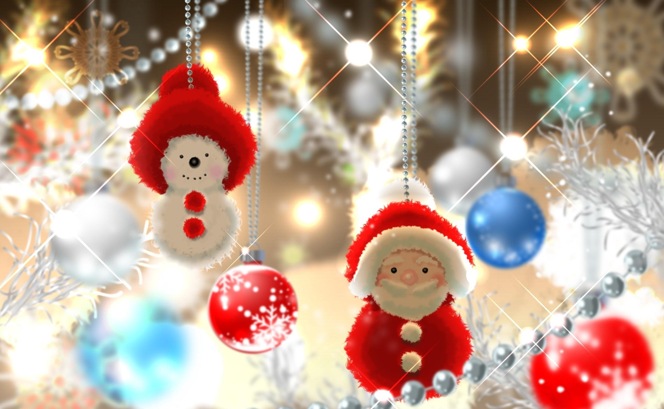 97210 descargar fondo de pantalla vacaciones, papá noel, muñeco de nieve, hilos, hilo, decoraciones de navidad, juguetes de árbol de navidad, pelotas, bolas, monigote de nieve: protectores de pantalla e imágenes gratis