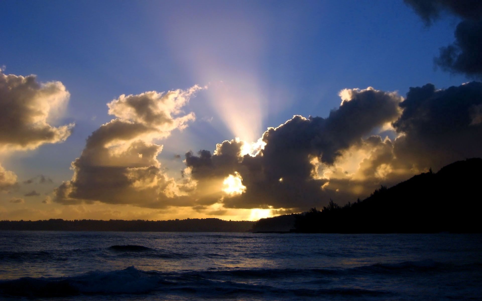 Laden Sie das Natur, Sunset, Sky, Sun, Clouds, Horizont, Scheinen, Licht, Abend, Sea-Bild kostenlos auf Ihren PC-Desktop herunter