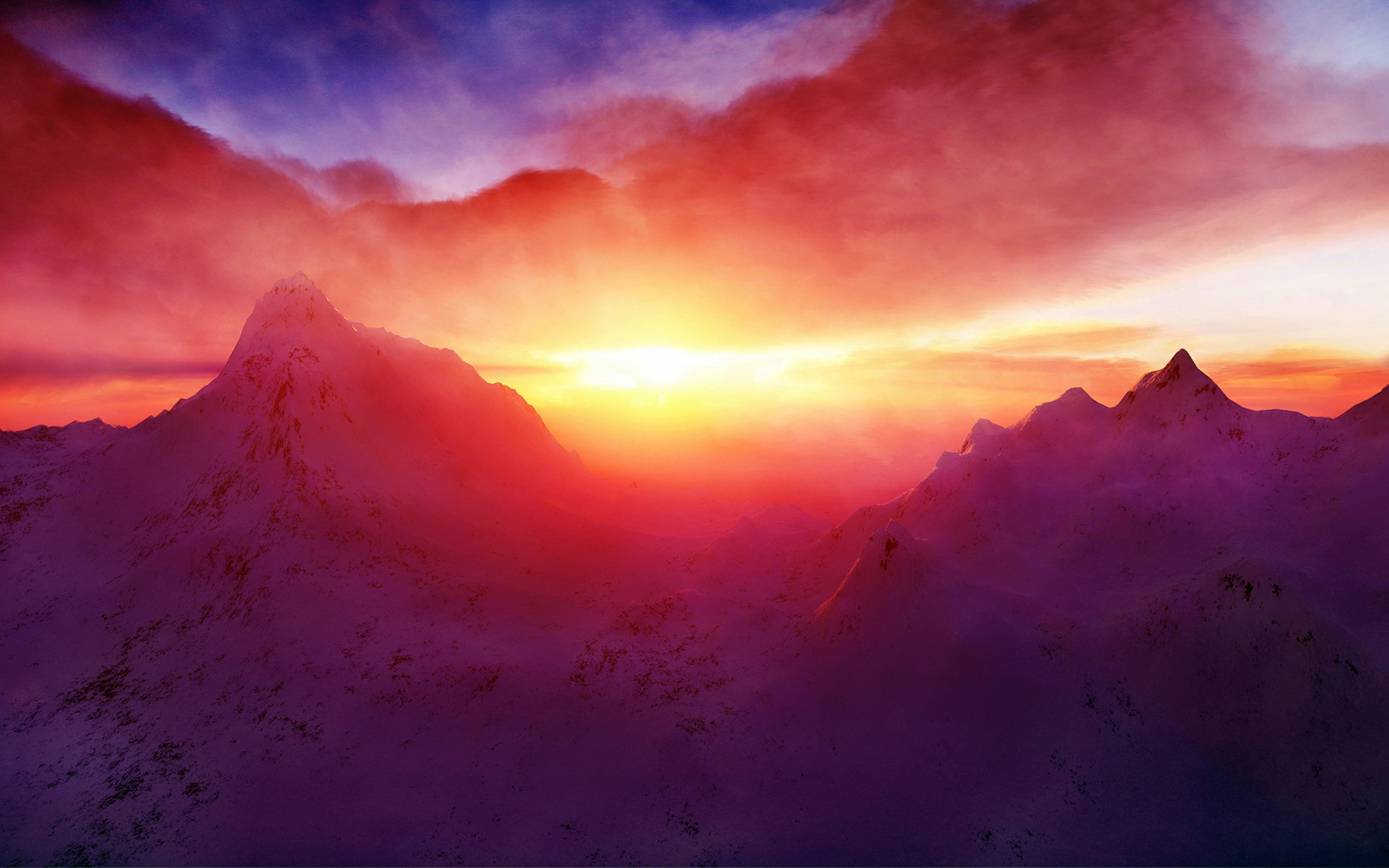 горы рассвет закат