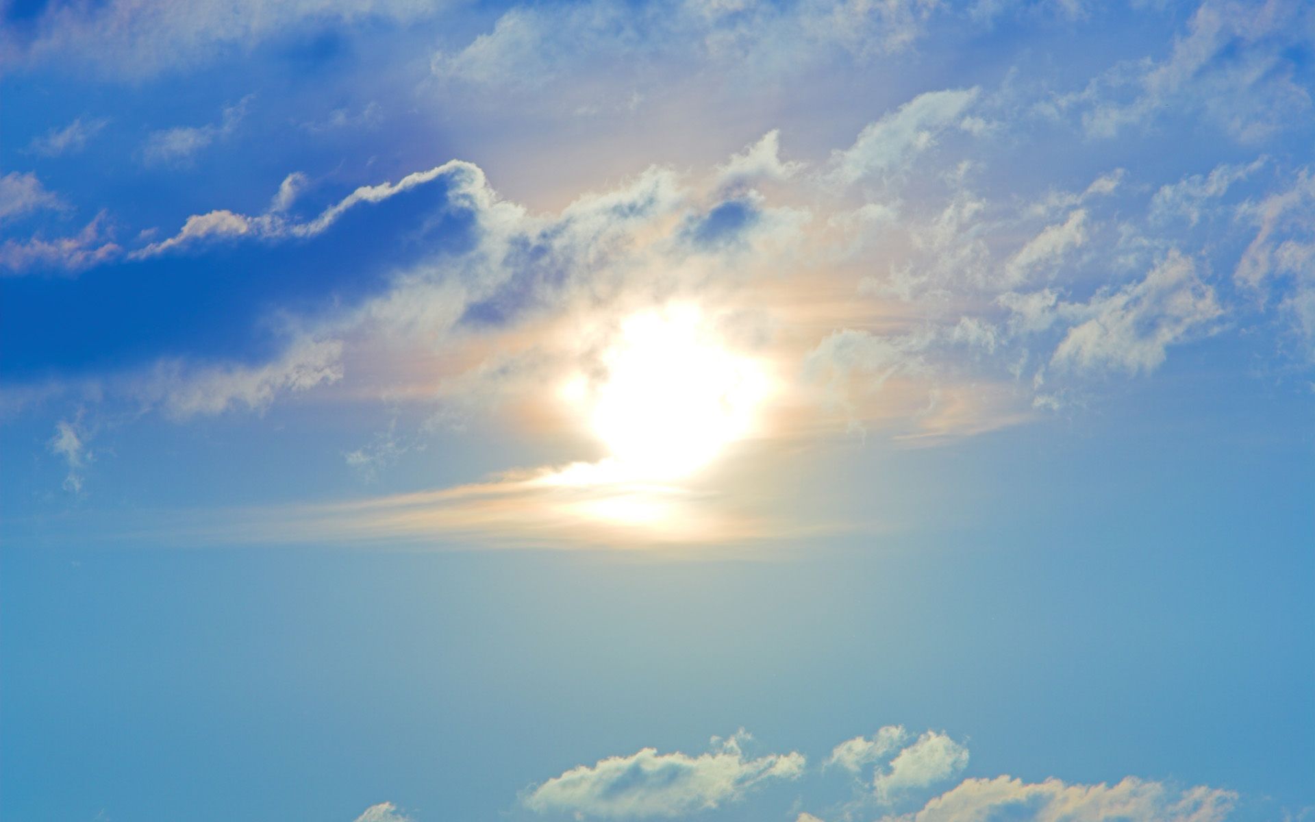 Download mobile wallpaper Sun, Clouds, Sky, Landscape for free.