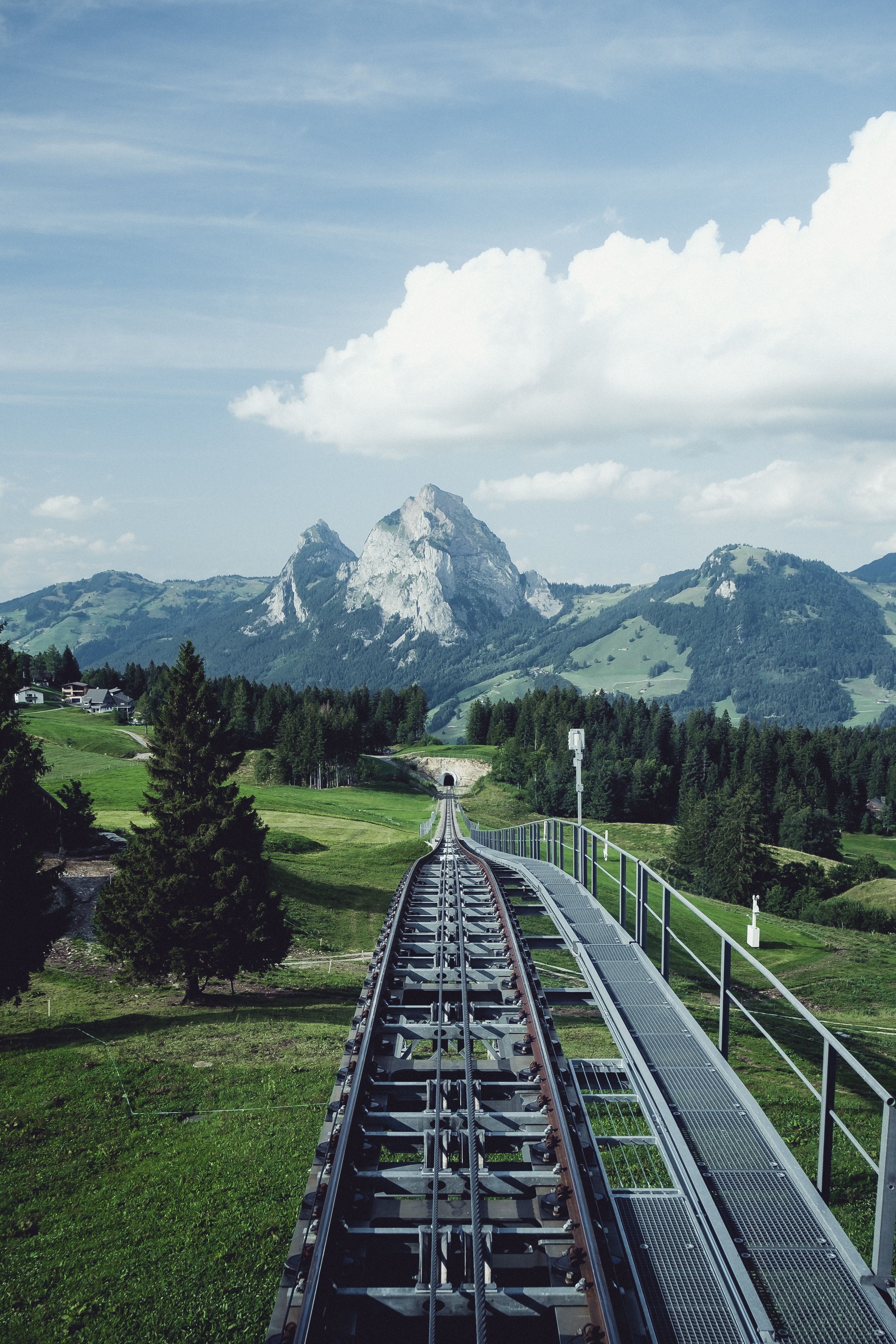 railway, rails, landscape, nature, mountains