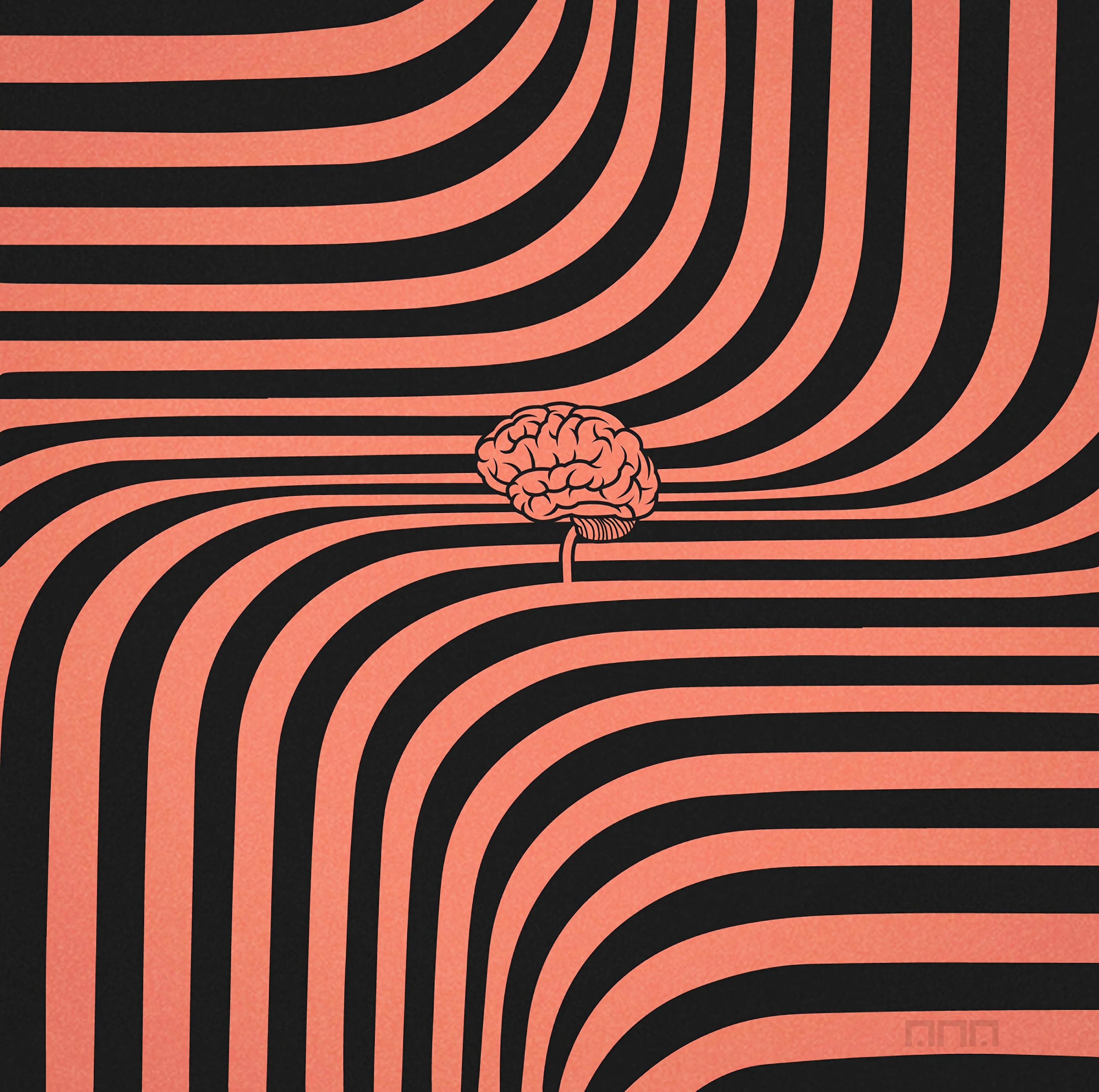 Download mobile wallpaper Brain, Wavy, Lines, Vector for free.