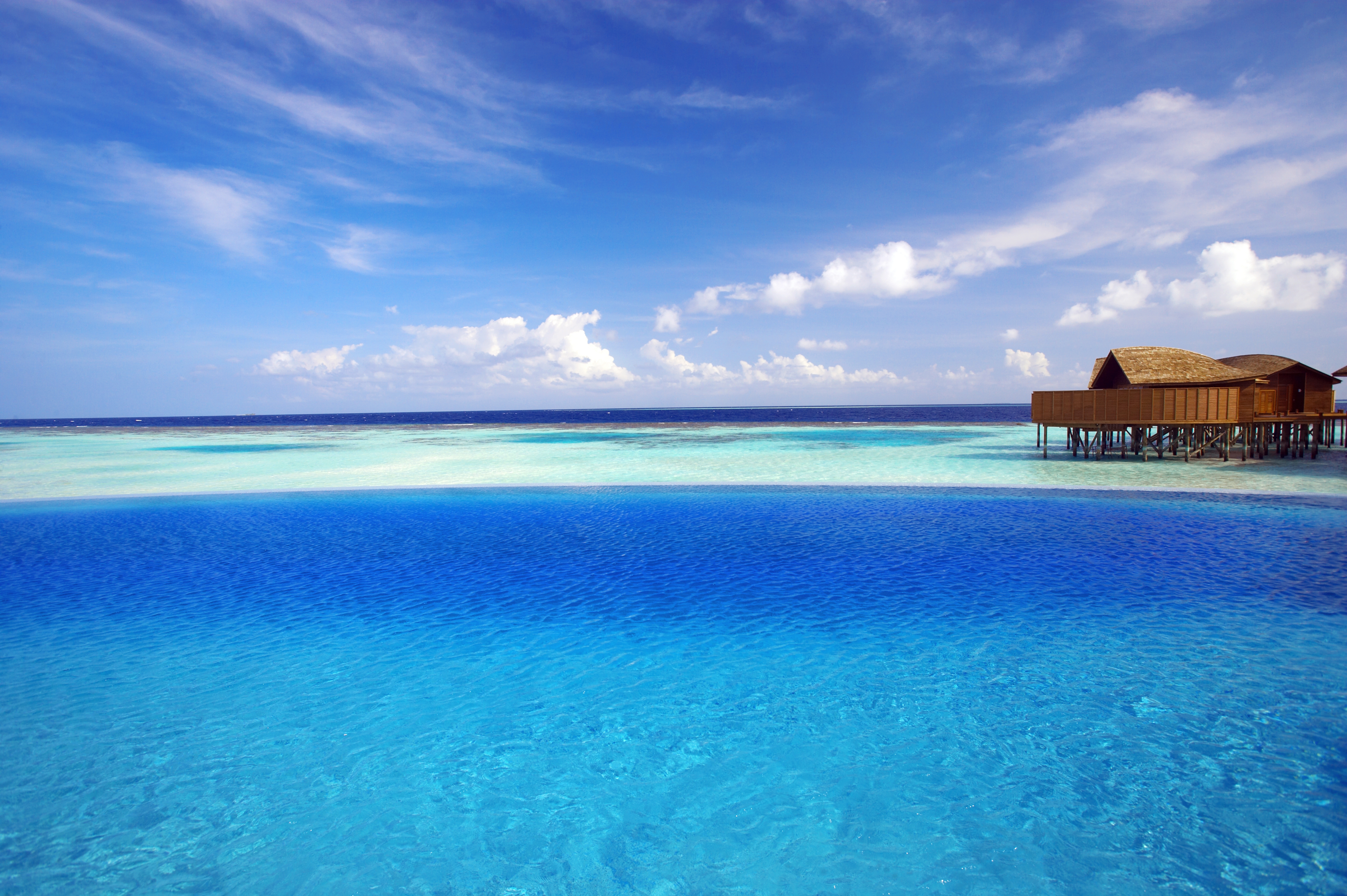 ocean, nature, tropics, maldives, bungalow