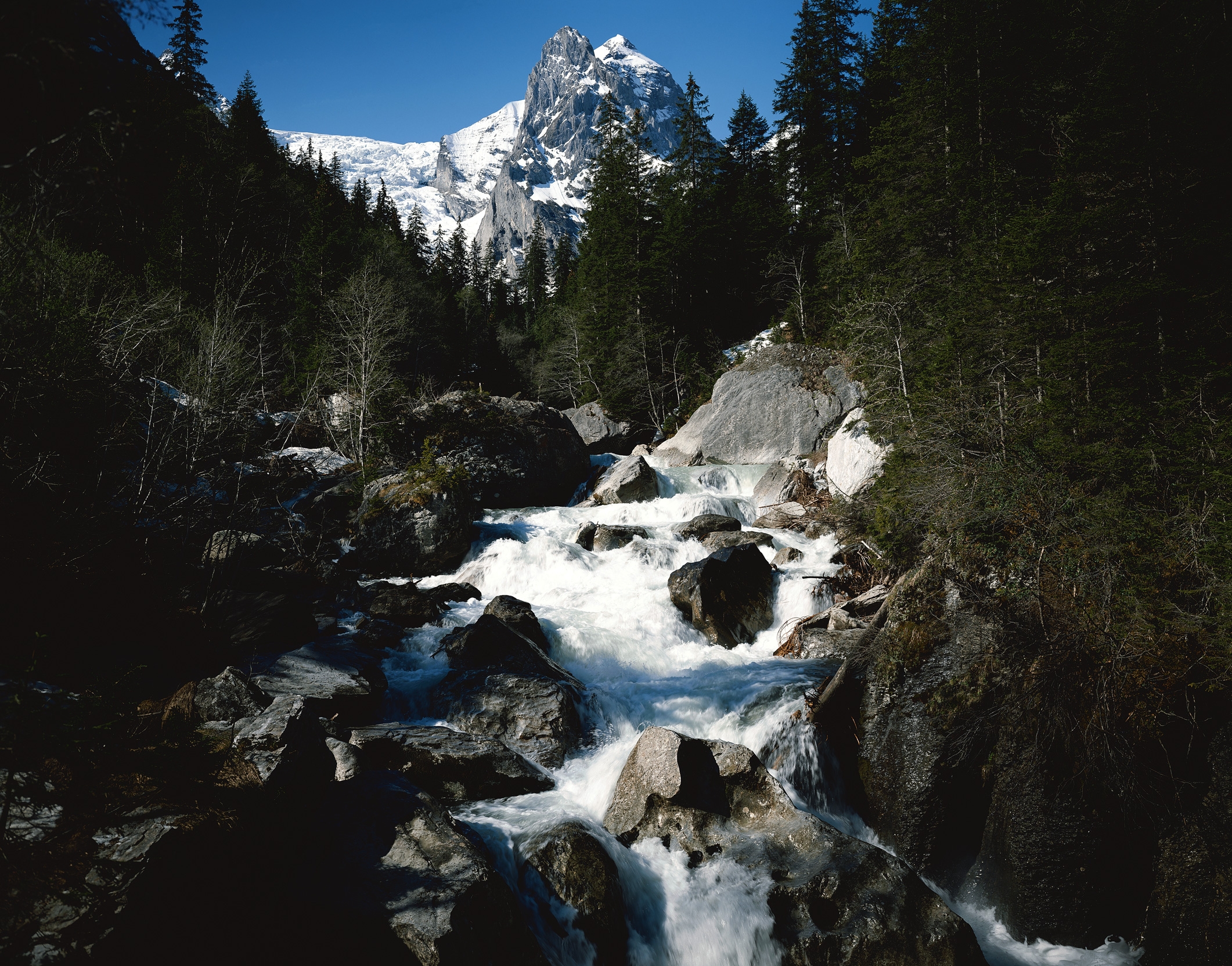 nature, mountain river, trees, stones, mountains, rocks, flow, speed, ate cell phone wallpapers