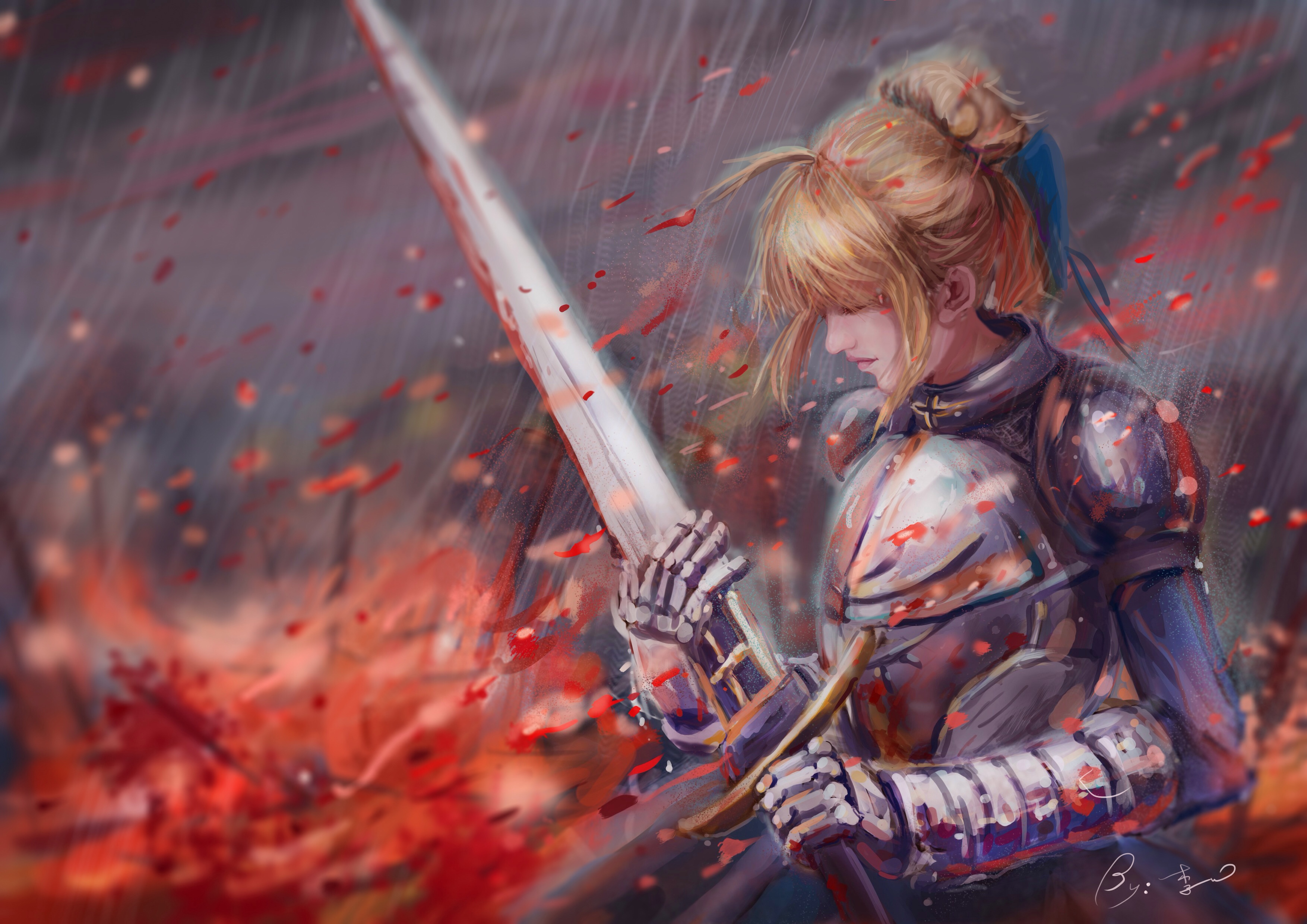 Download mobile wallpaper Anime, Blonde, Armor, Sword, Saber (Fate Series), Fate/stay Night, Woman Warrior, Fate Series for free.
