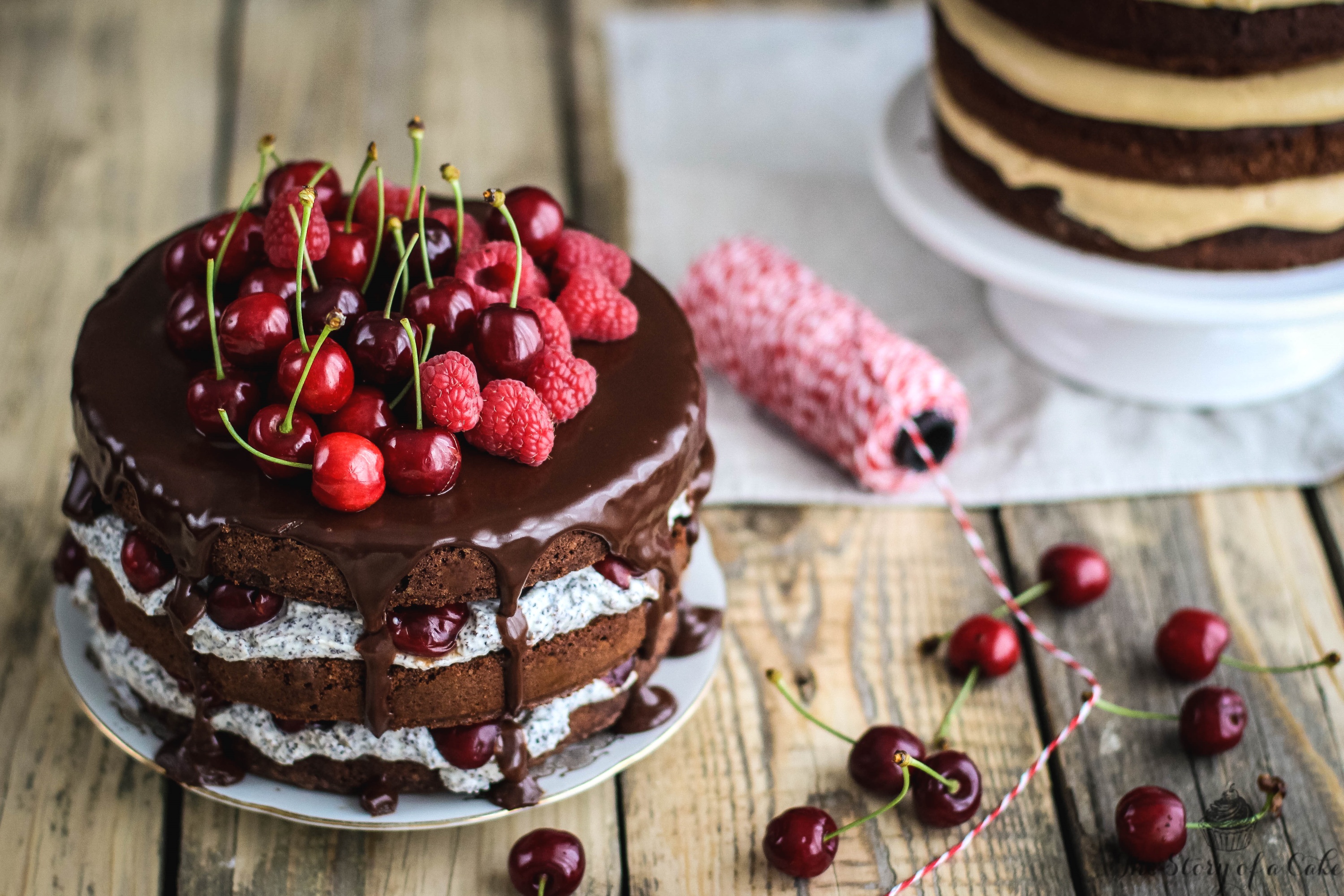 Free download wallpaper Food, Cherry, Chocolate, Raspberry, Cake, Fruit, Pastry on your PC desktop