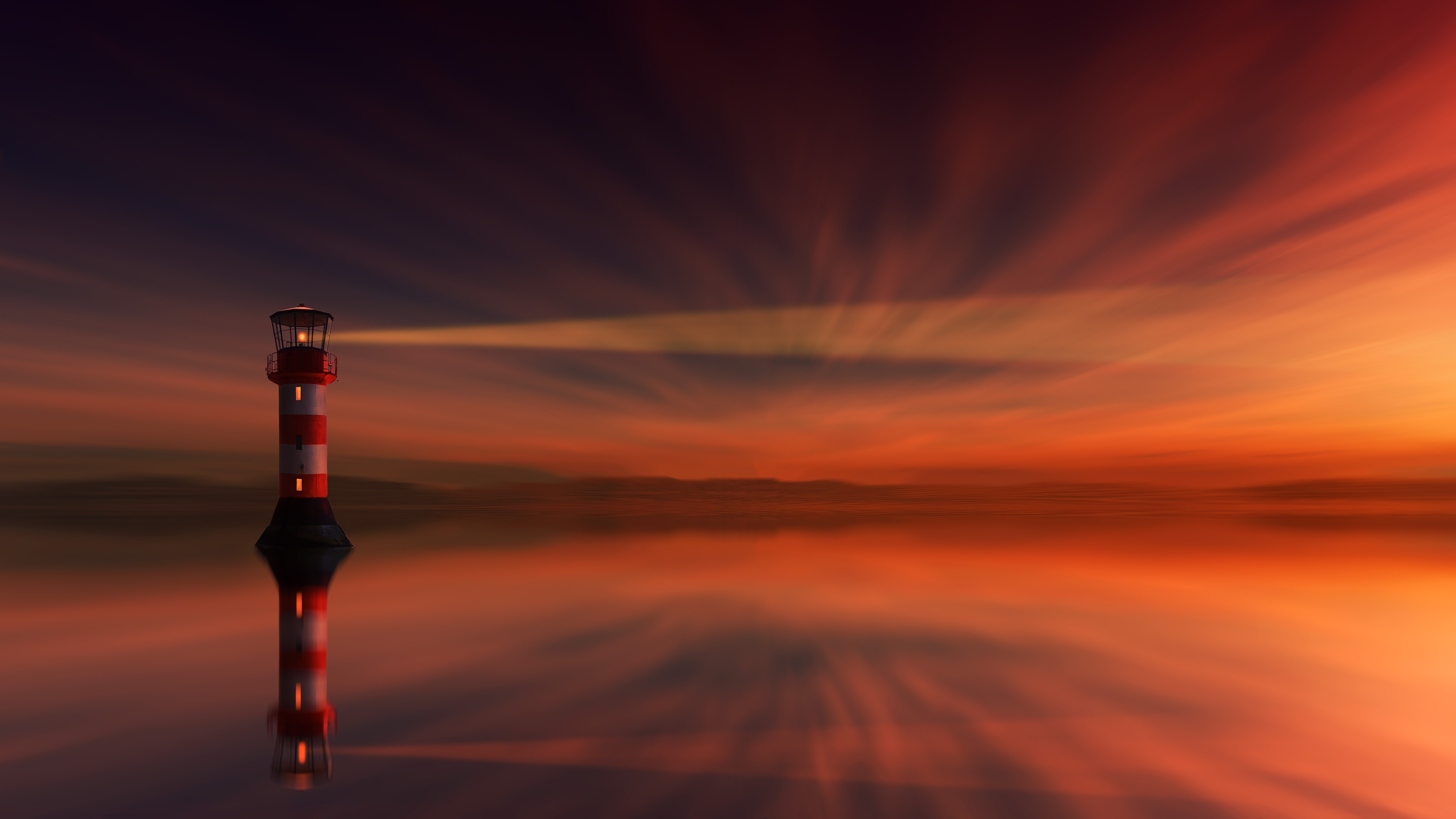 Free download wallpaper Sky, Horizon, Sunset, Lighthouse, Nature on your PC desktop