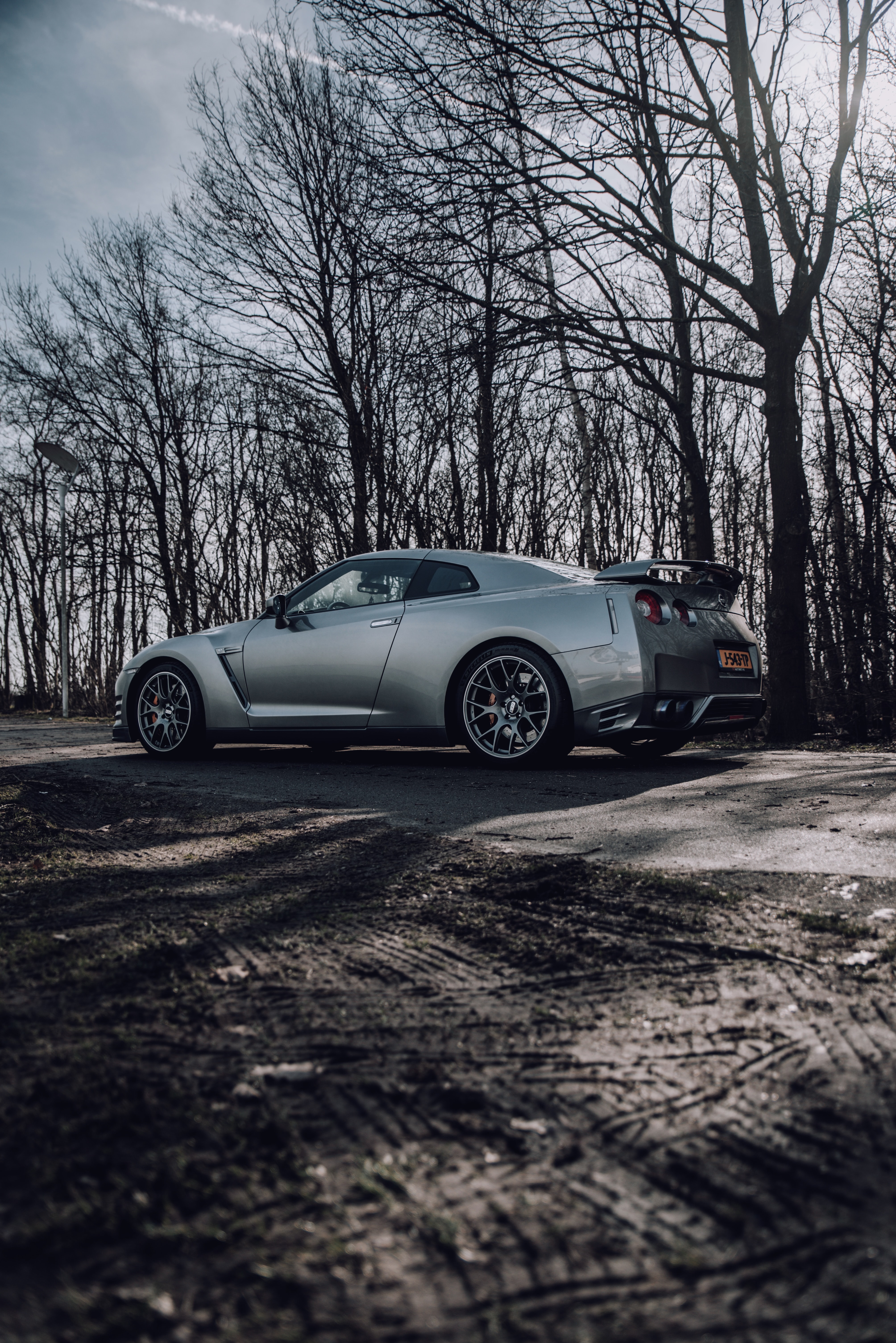 Free download wallpaper Trees, Road, Car, Cars, Grey, Nissan Gt R, Nissan on your PC desktop