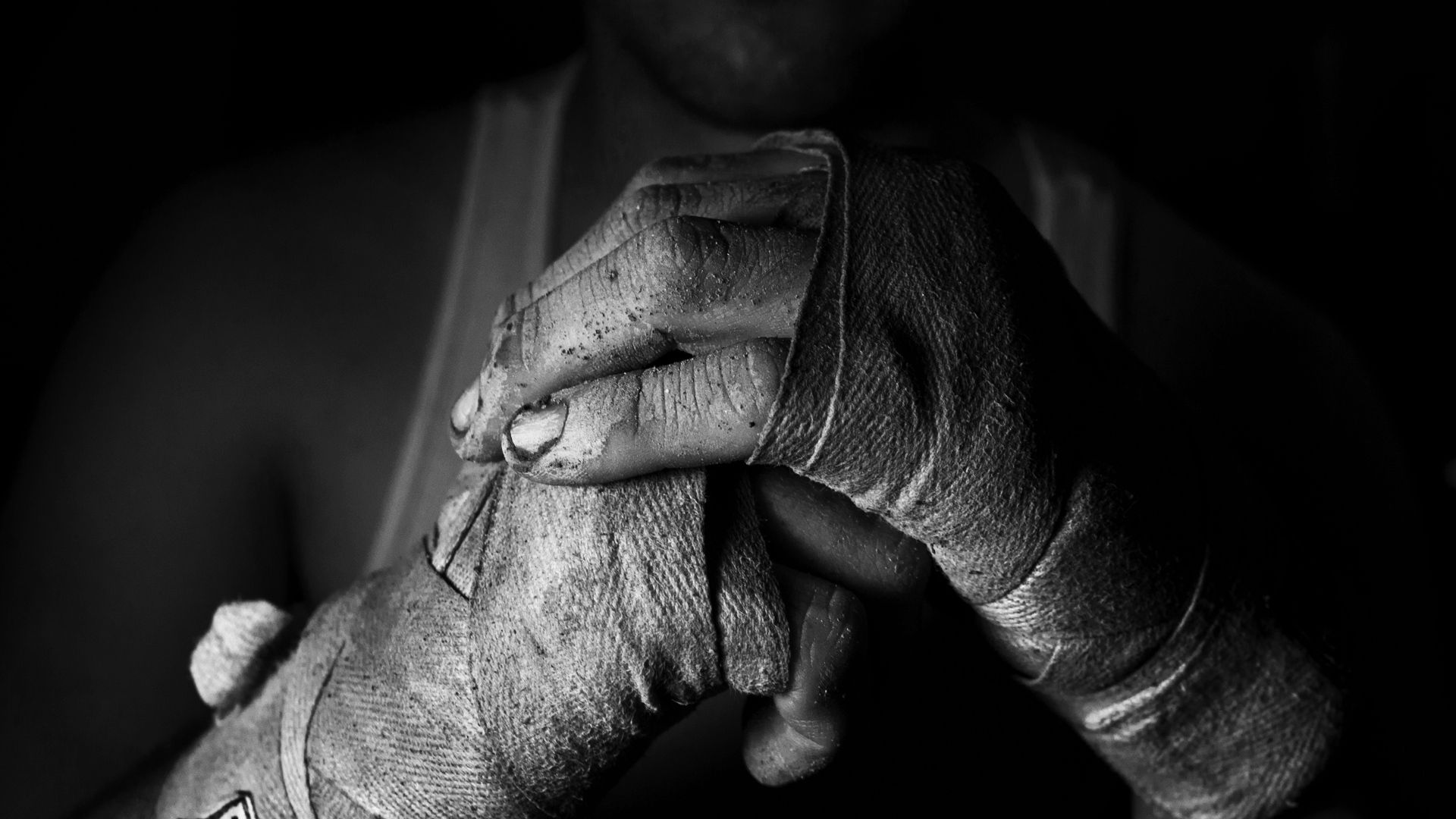 sports, chb, hands, bw, fighter, bandages