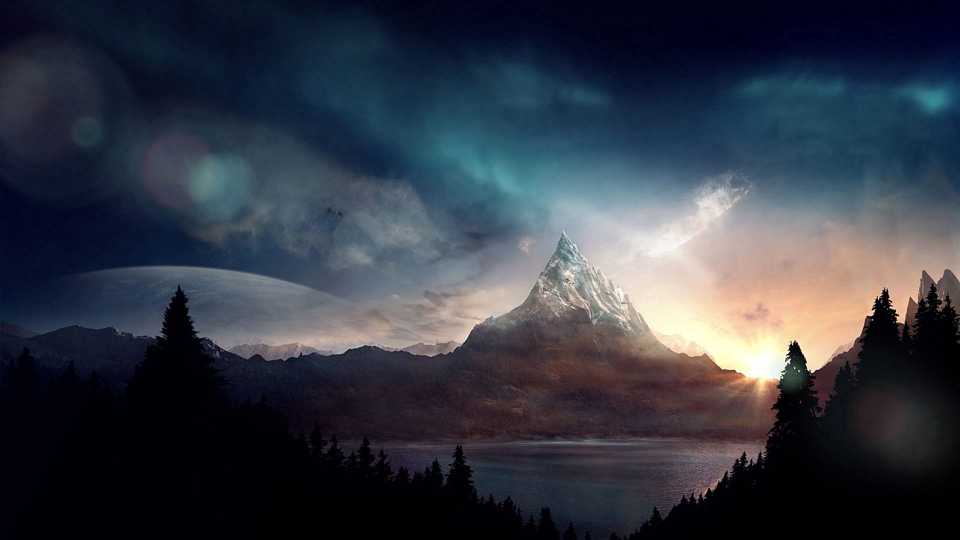 android art, that's incredible, fiction, nature, mountain, peak
