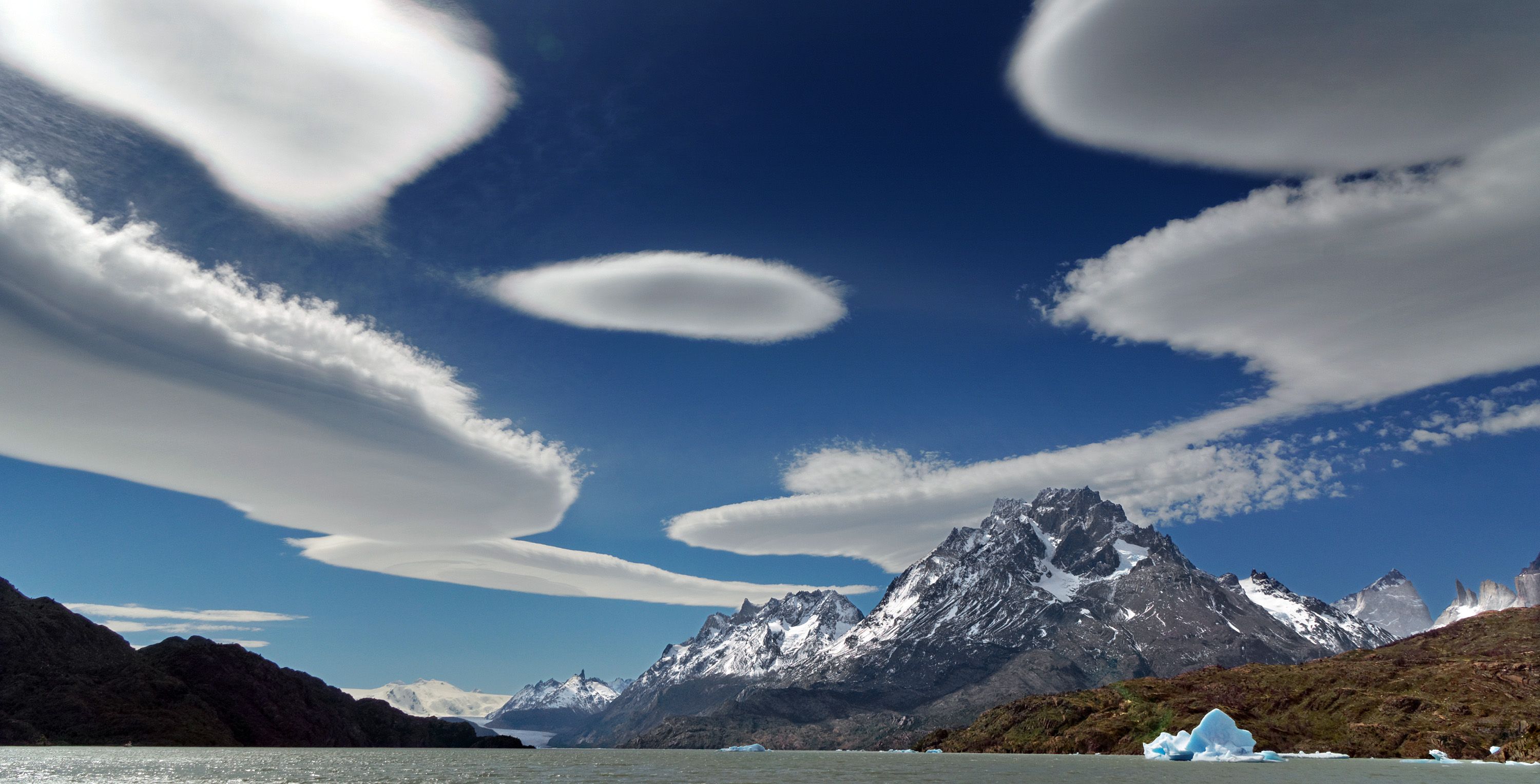 earth, cloud, blue, chile, glacier, iceberg, lake, landscape, mountain, nature, patagonia, sky, water