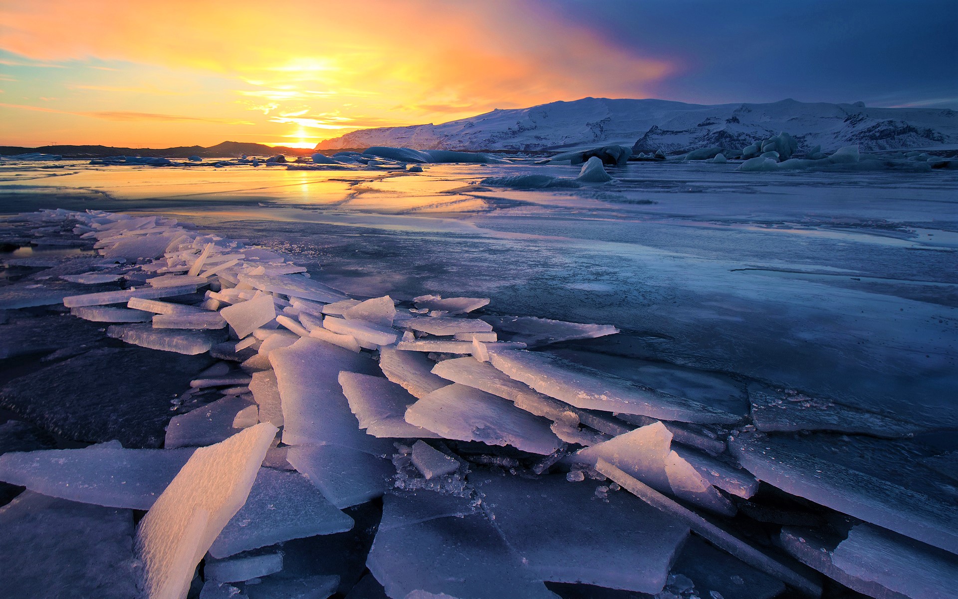 872355 завантажити шпалери земля, зима, льодовик, лід, ісландія, захід сонця - заставки і картинки безкоштовно