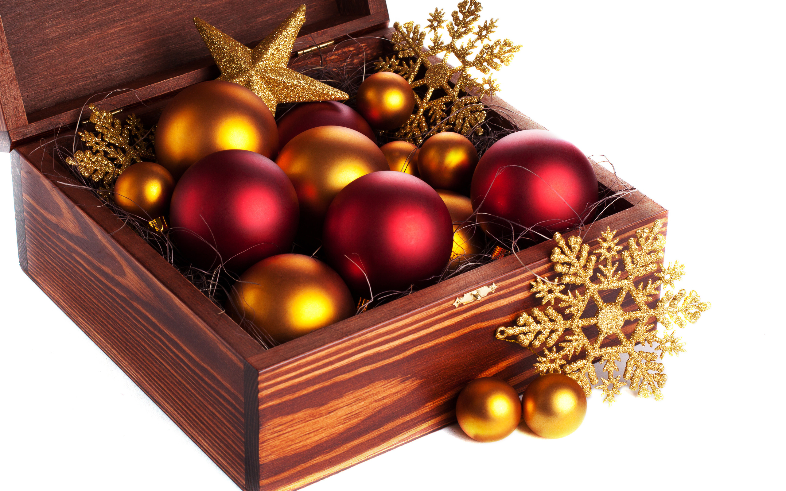box, holiday, christmas, christmas ornaments, red, snowflake, star