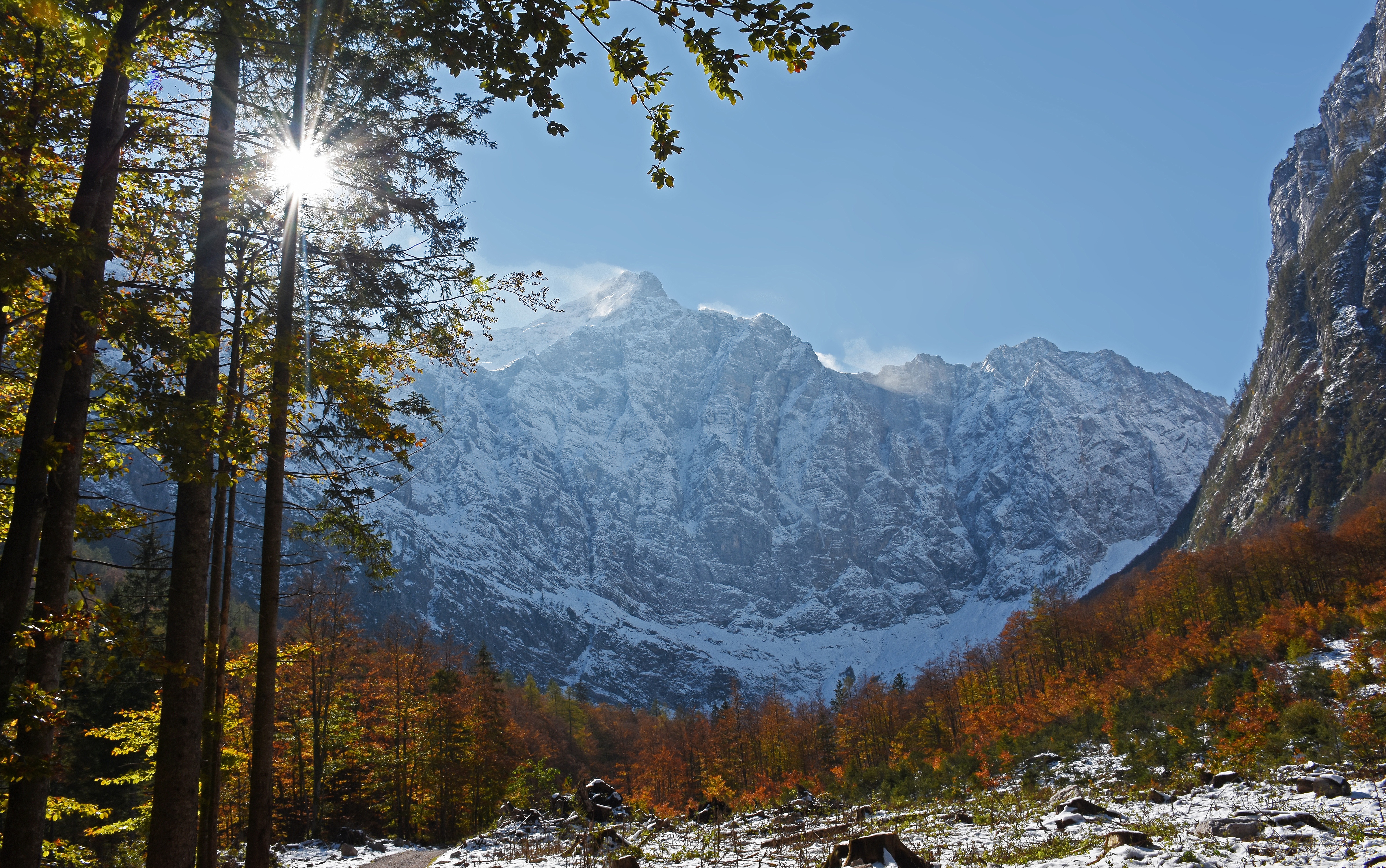 android earth, alps mountain, fall, forest, julian alps, mountain, slovenia, sunbeam, mountains