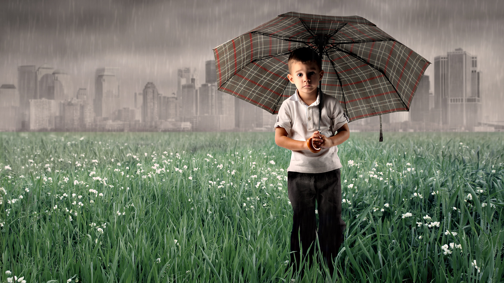 Free download wallpaper Rain, Umbrella, Child, Photography on your PC desktop